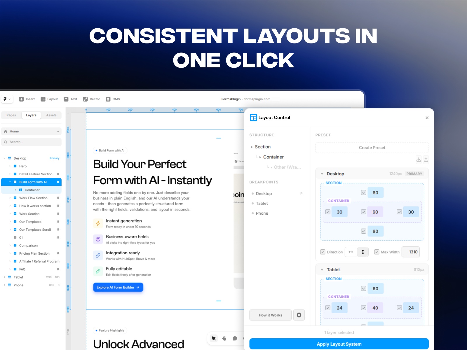 Thumbnail 2 for Layout Control, a Framer Marketplace plugin by Framer Geeks.