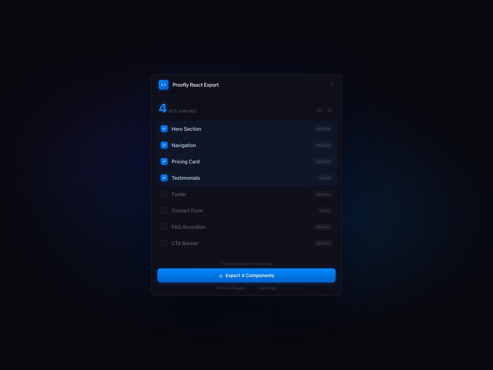 Thumbnail 1 for Proofly React Export Unlimited Exports, a Framer Marketplace template by Proofly.ae.