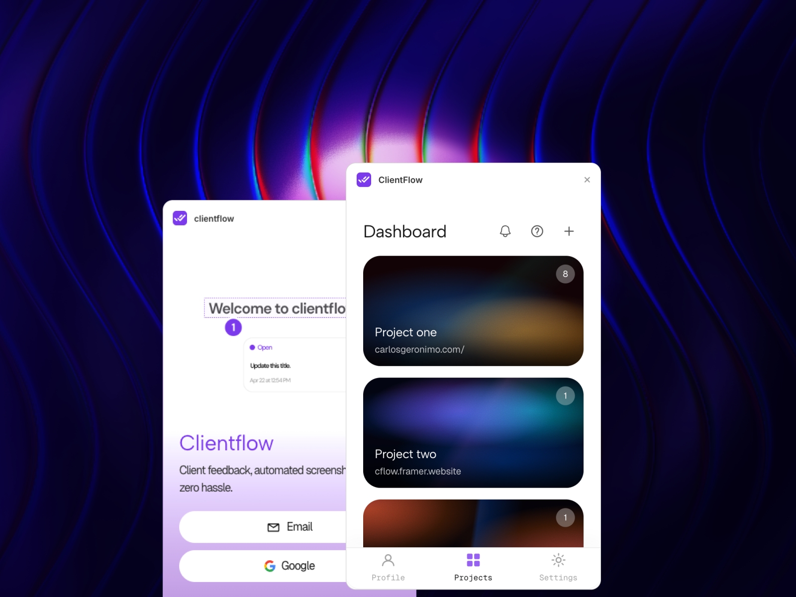 Thumbnail 1 for Clientflow, a Framer Marketplace plugin by Carlos Geronimo.