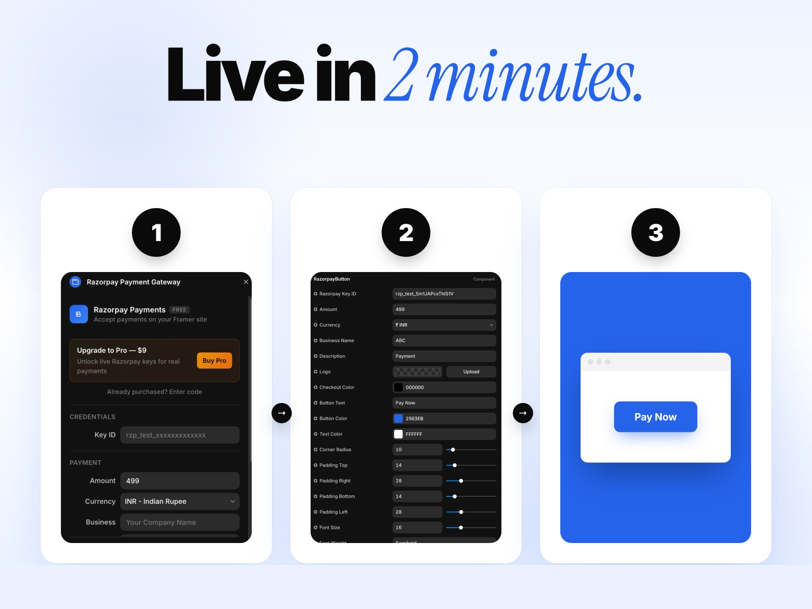 Thumbnail 2 for Razorpay Payment Gateway, a Framer Marketplace template by Khushal Dewra (KDX Studios).