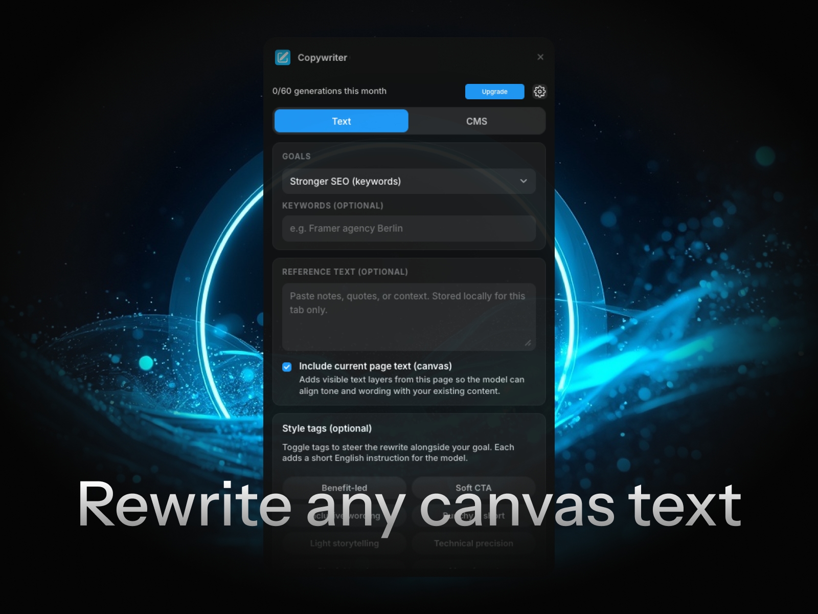 Thumbnail 2 for Text Copywriter, a Framer Marketplace template by Chris Lacorte.