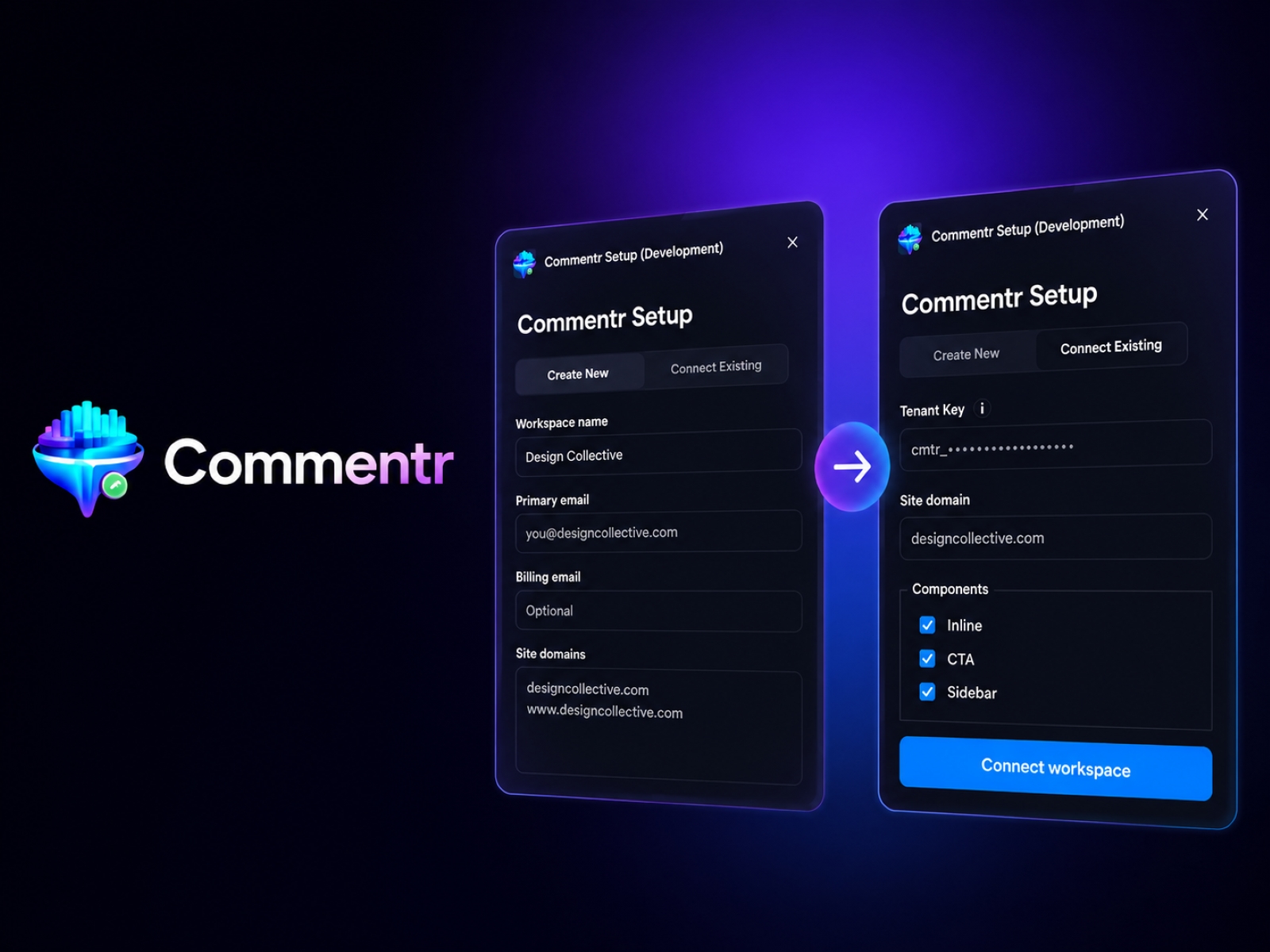 Thumbnail 1 for Commentr Setup, a Framer Marketplace plugin by Mark Hennick.