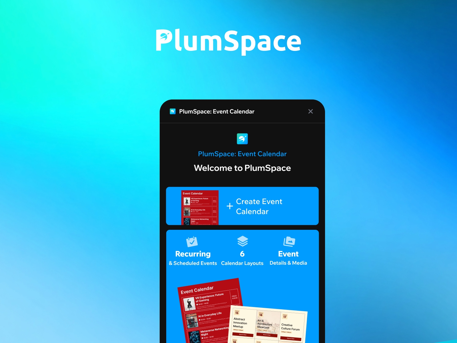 Thumbnail 1 for PlumSpace: Event Calendar, a Framer Marketplace template by PlumSpace.