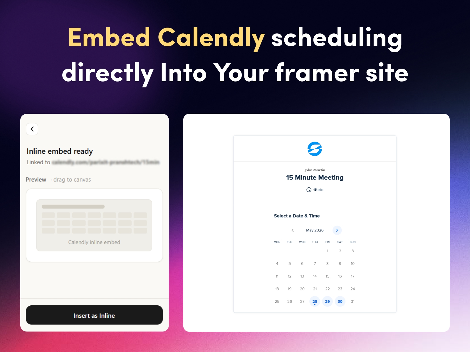 Screenshot 4 for Calendly Booking, a Framer Marketplace plugin by FeCommerce.