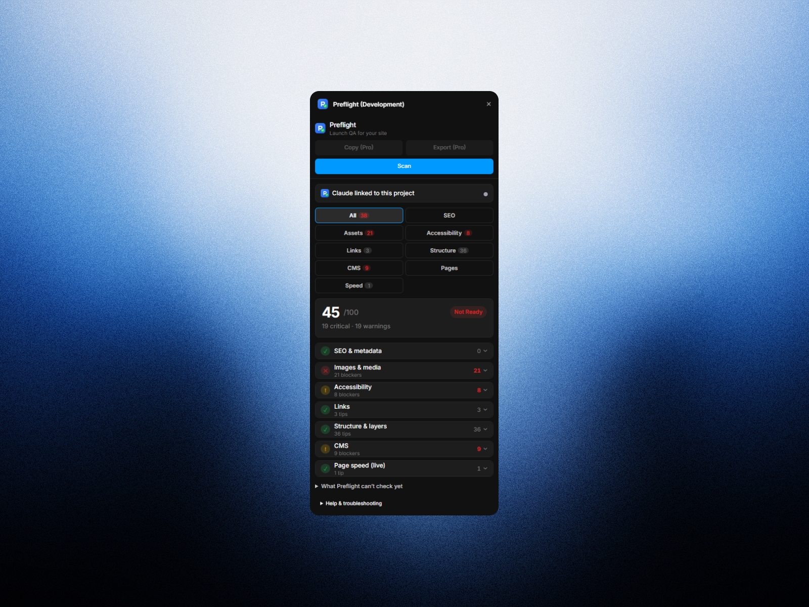 Thumbnail 2 for Preflight, a Framer Marketplace template by Zlatko Marjanović.