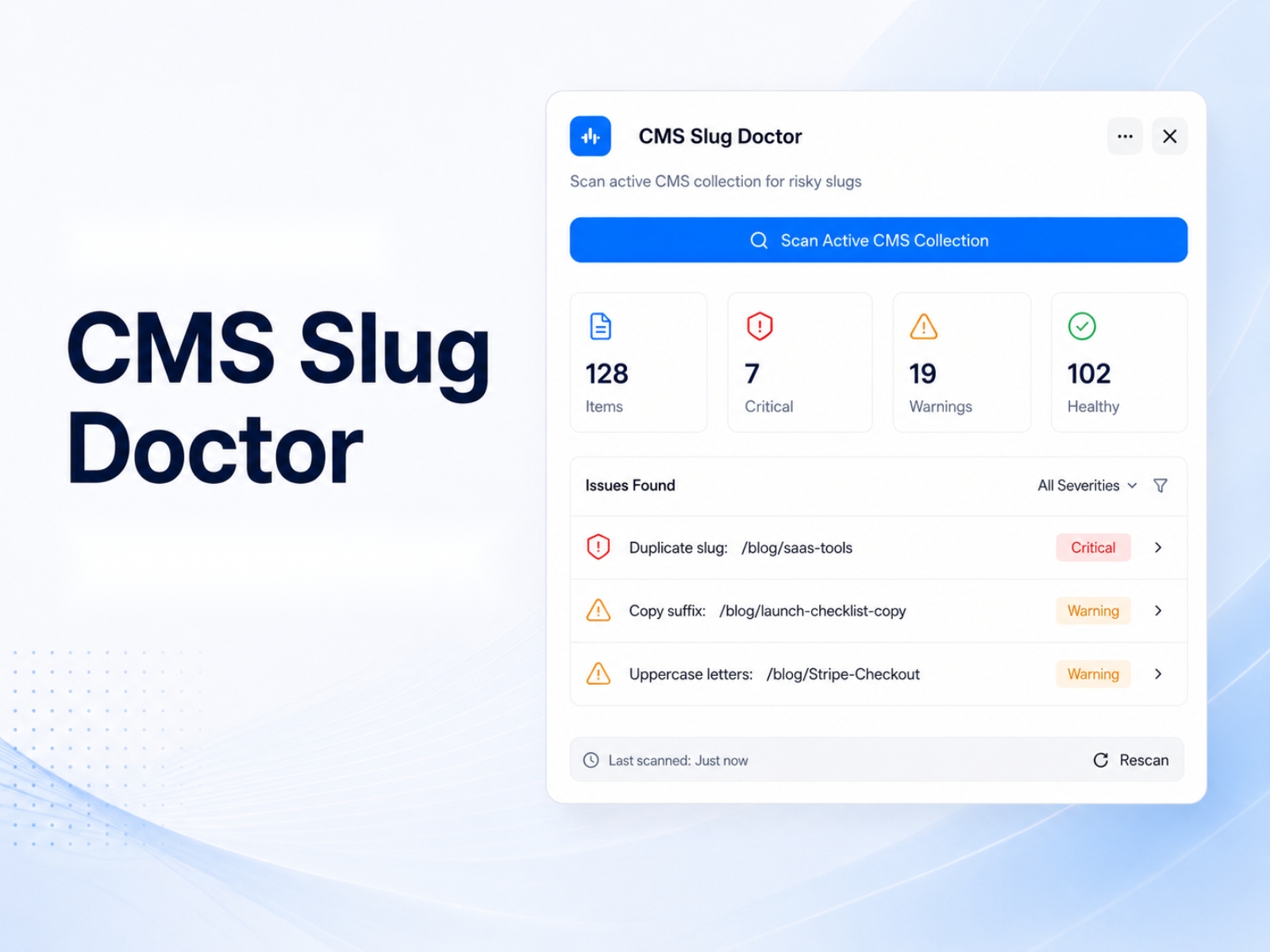 Thumbnail 1 for CMS Slug Doctor, a Framer Marketplace template by ghulam mohiodin.