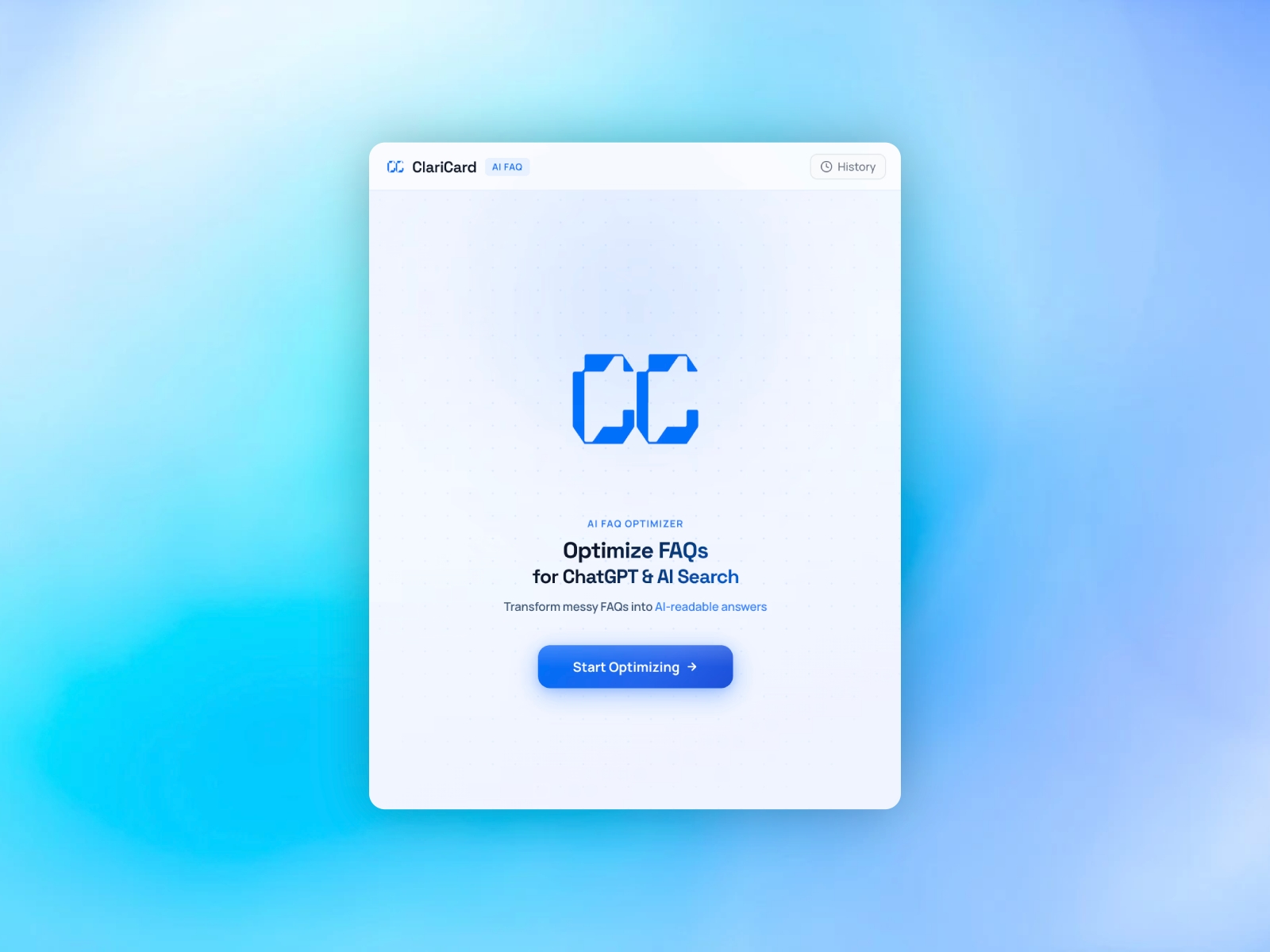 Claricard — AI FAQ Optimizer