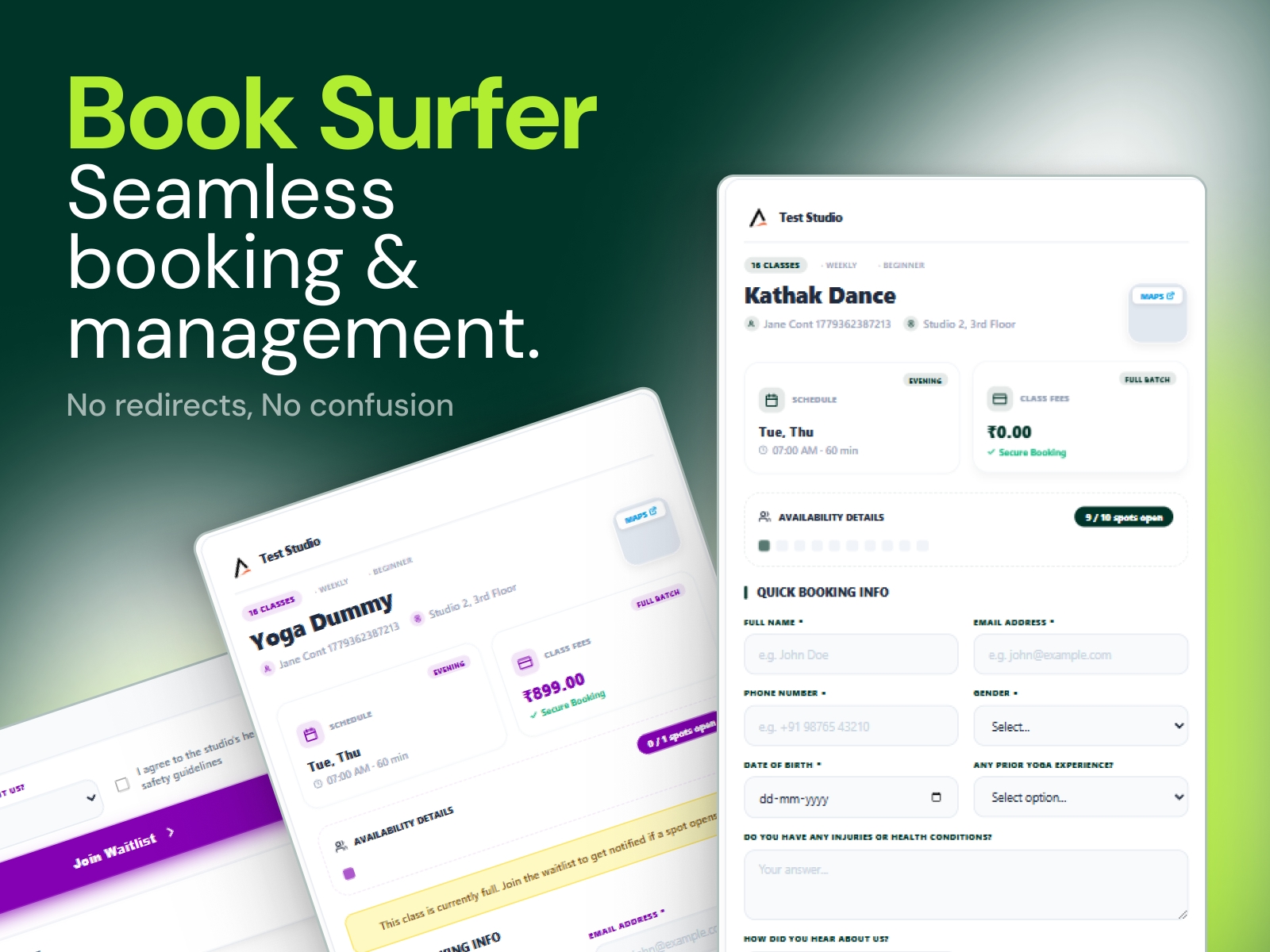 Thumbnail 1 for BookSurfer Booking Forms, a Framer Marketplace template by Aivorn Tech.
