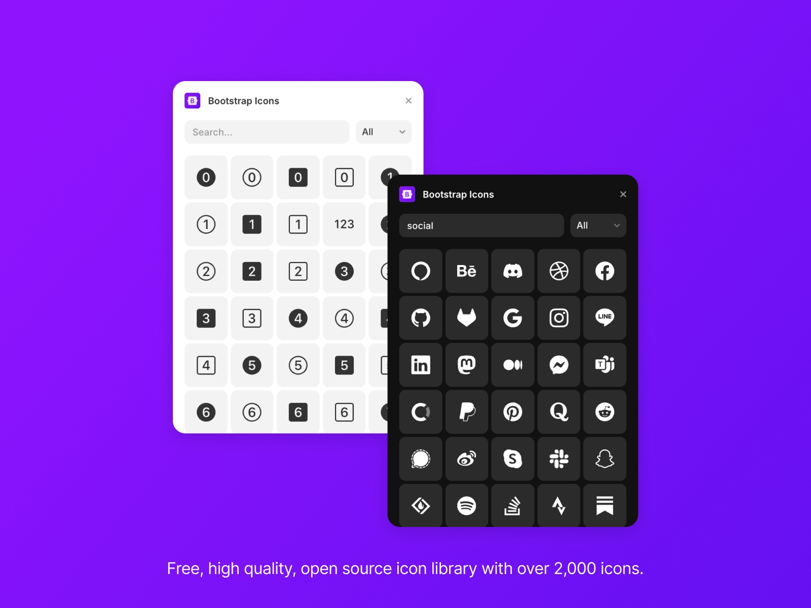 Thumbnail 2 for Bootstrap Icons, a Framer Marketplace template by Ismael Martínez.