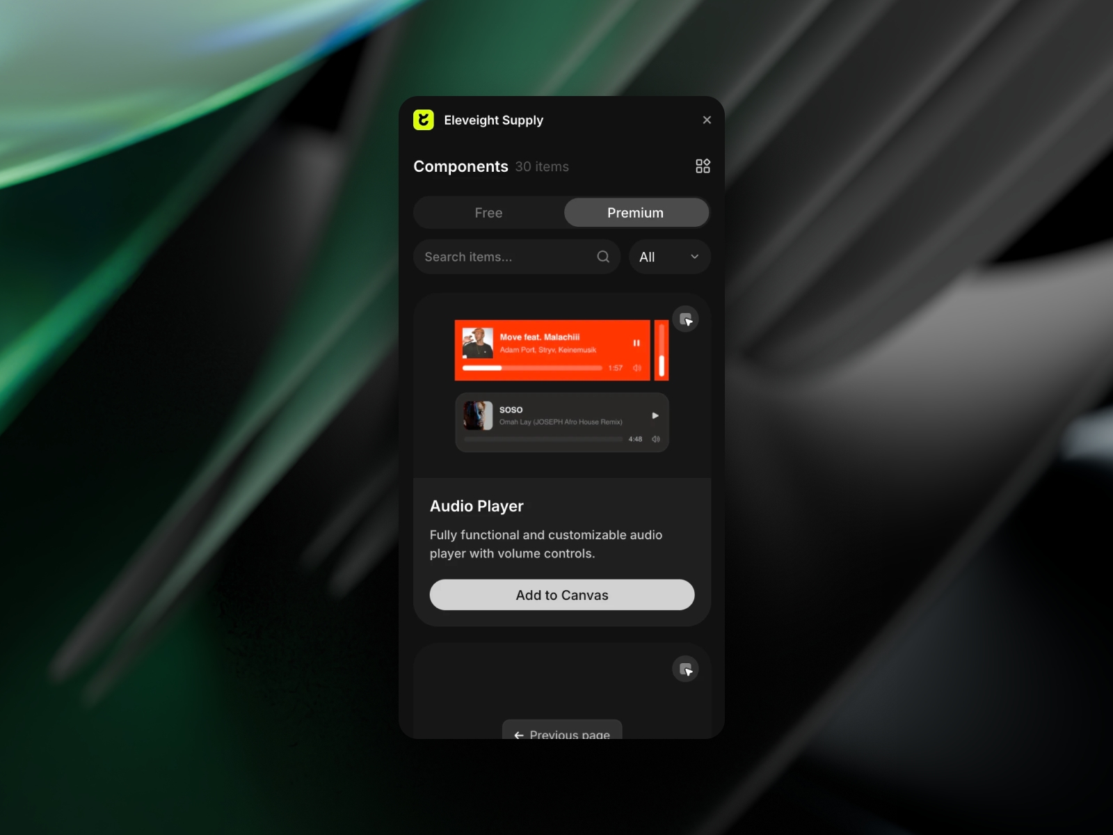 Screenshot 1 for Eleveight Supply, a Framer Marketplace plugin by Fabian Albert.