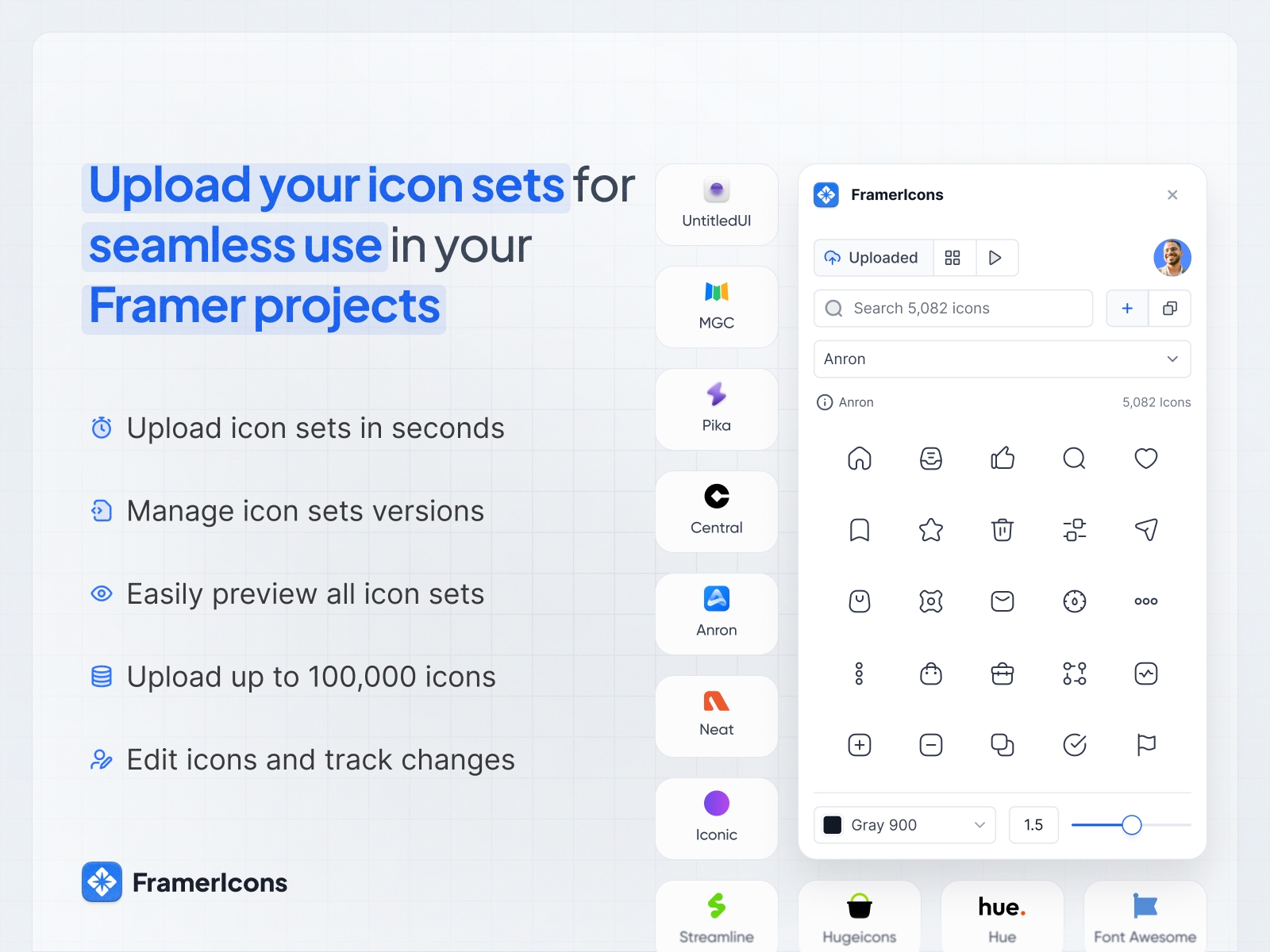 Screenshot 3 for Iconited, a Framer Marketplace plugin by FramerIcons.