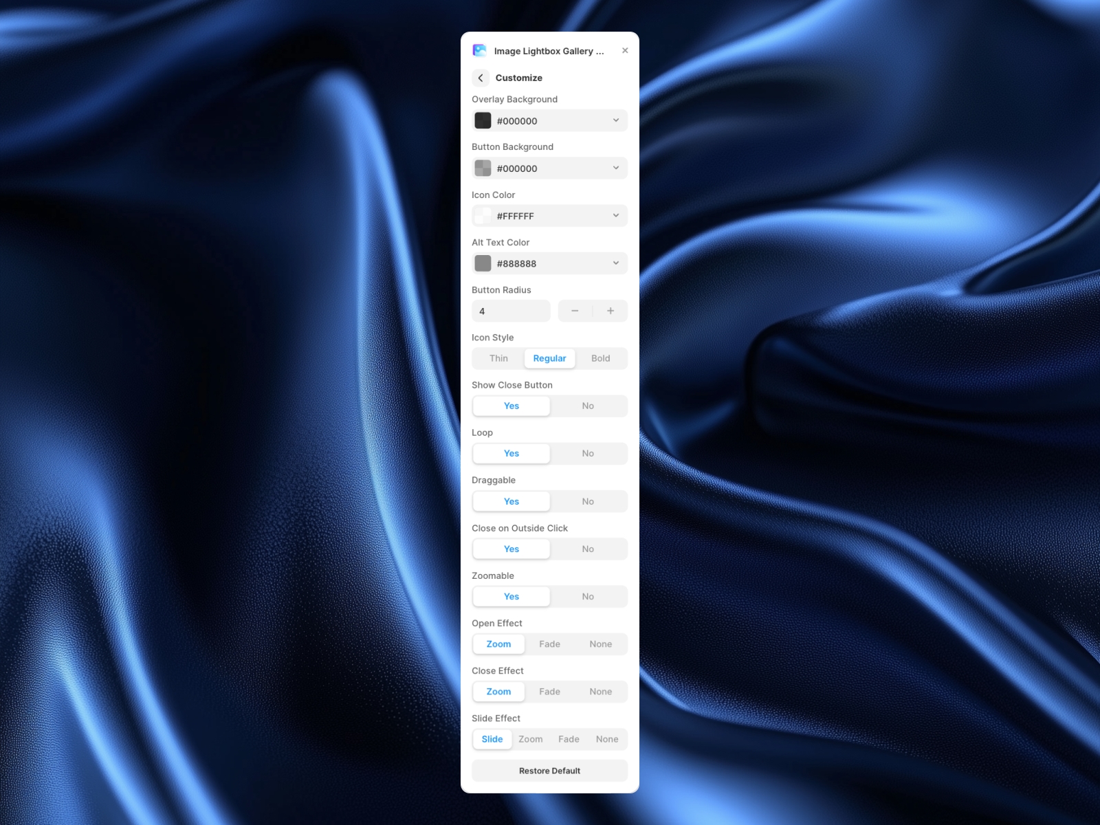 Screenshot 3 for Image & Video Lightbox Gallery, a Framer Marketplace plugin by Şafak.