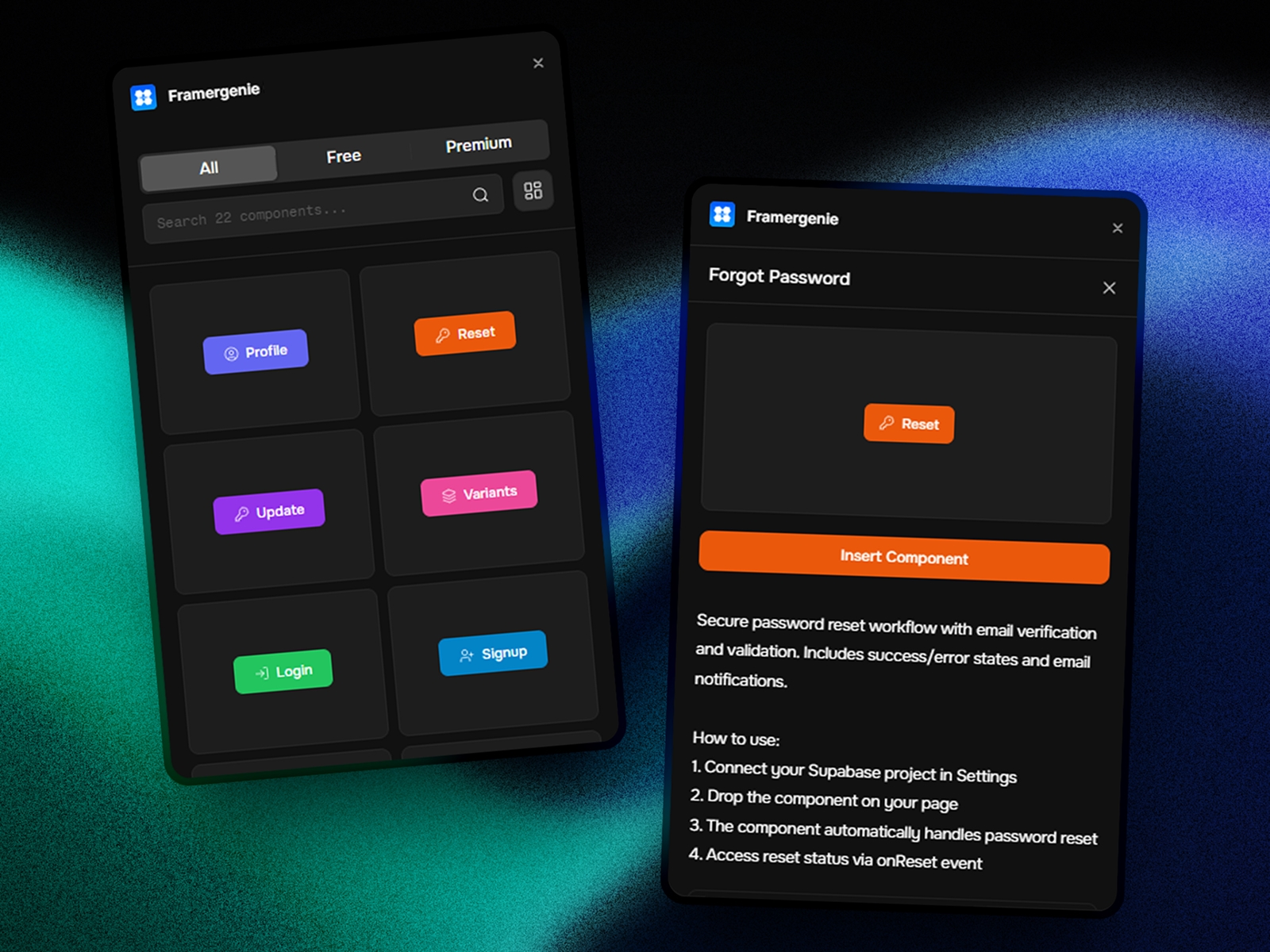 Thumbnail 1 for Framergenie, a Framer Marketplace template by Kayode.