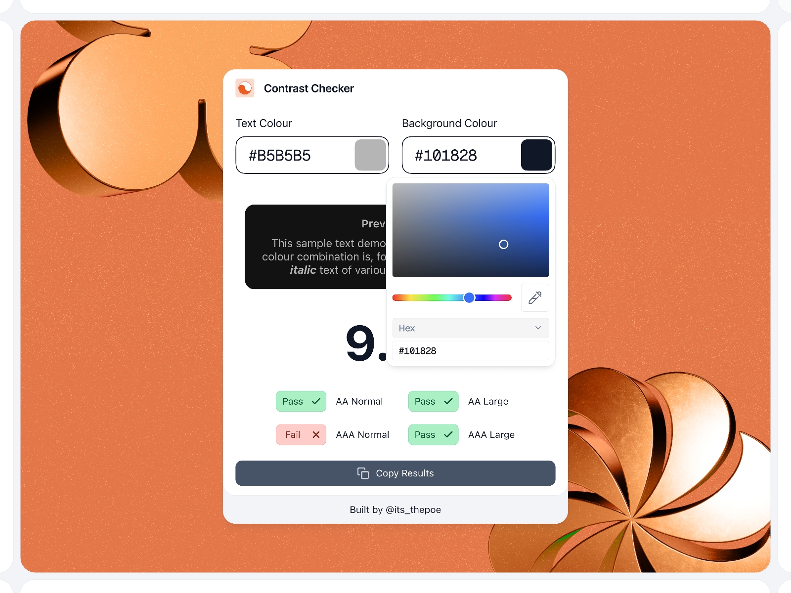 Screenshot 2 for Contrast Checker, a Framer Marketplace plugin by Oladipupo Ayoola.