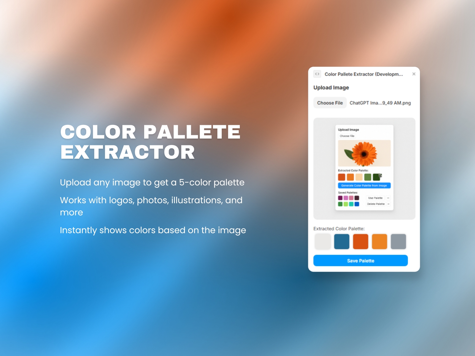 Screenshot 2 for Color Pallete Extractor, a Framer Marketplace plugin by Ahmed Zulfiqar.