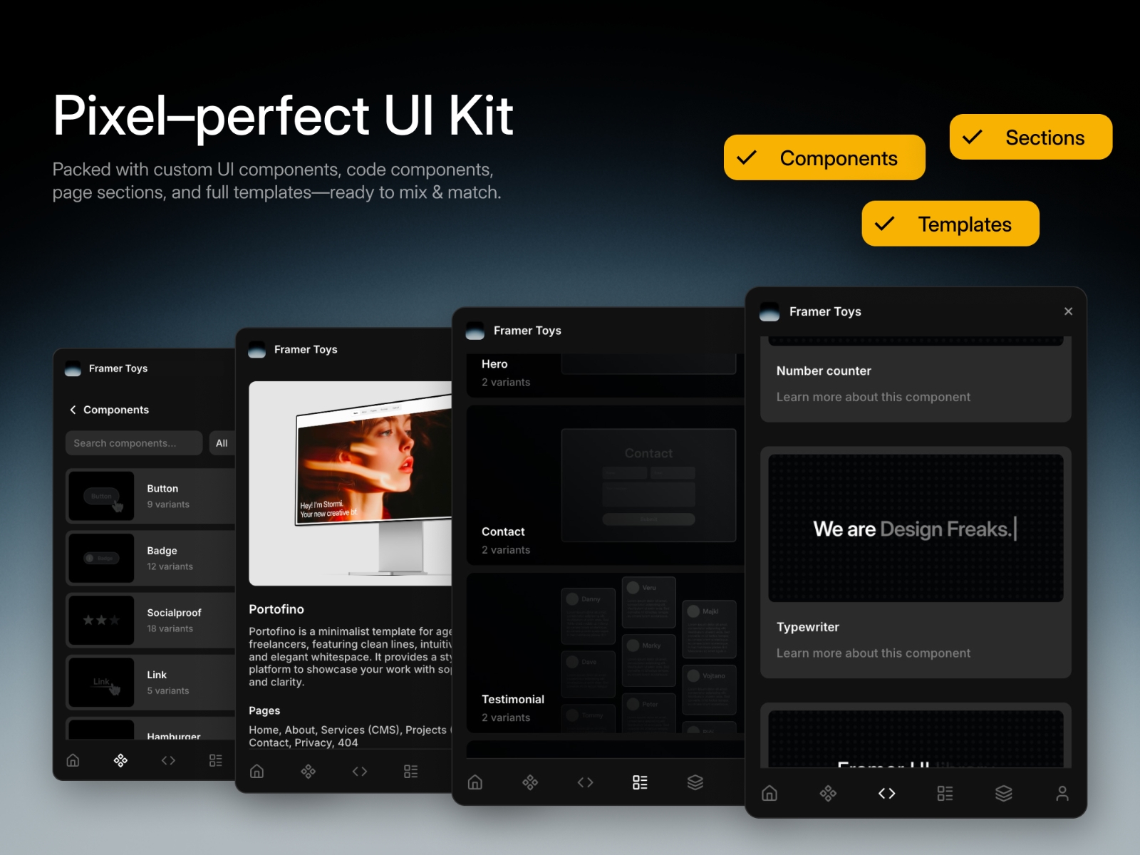 Thumbnail 2 for Framer Toys, a Framer Marketplace plugin by Freaks.
