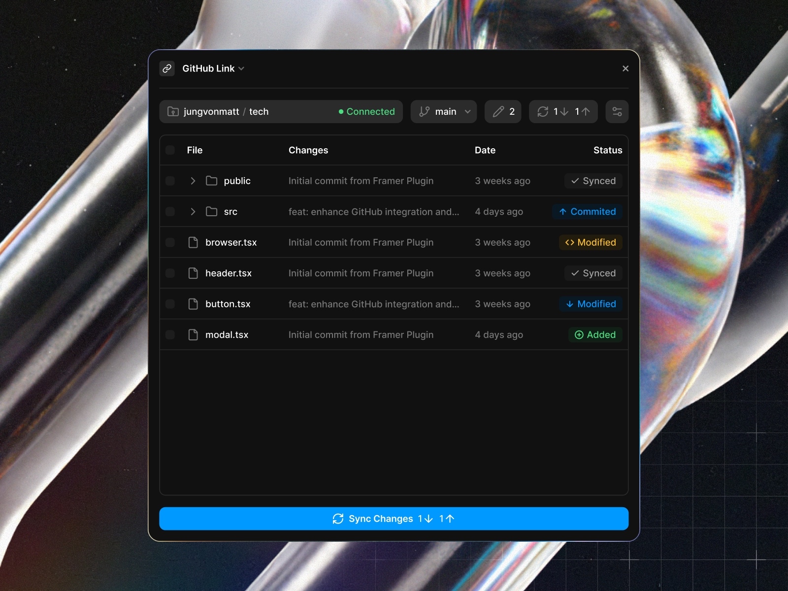 Thumbnail 2 for GitHub Link, a Framer Marketplace template by Jung von Matt TECH.