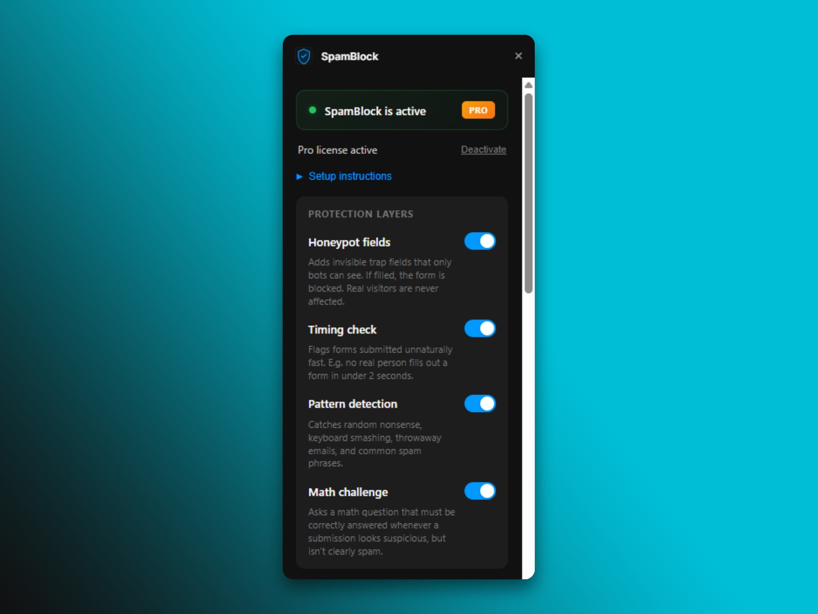 Thumbnail 1 for SpamBlock, a Framer Marketplace template by BlueSkies Digital.