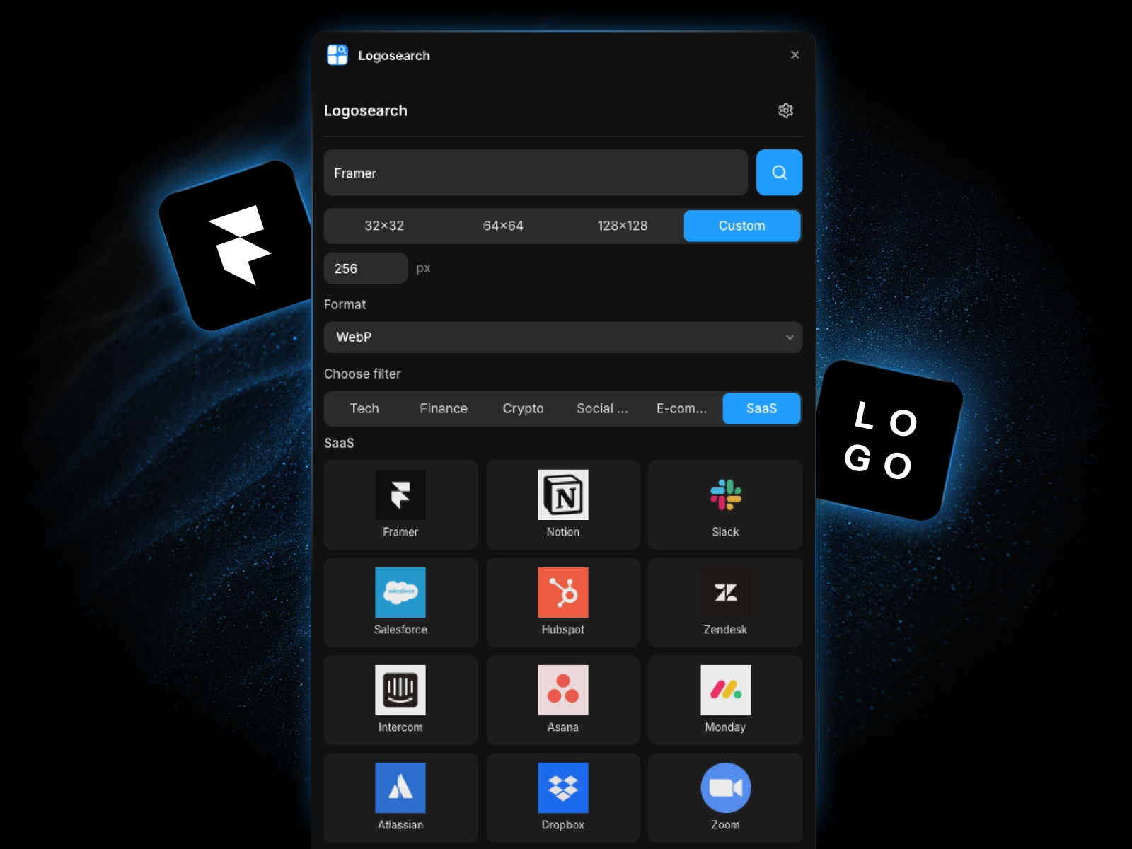 Thumbnail 1 for Logosearch, a Framer Marketplace template by Chris Lacorte.