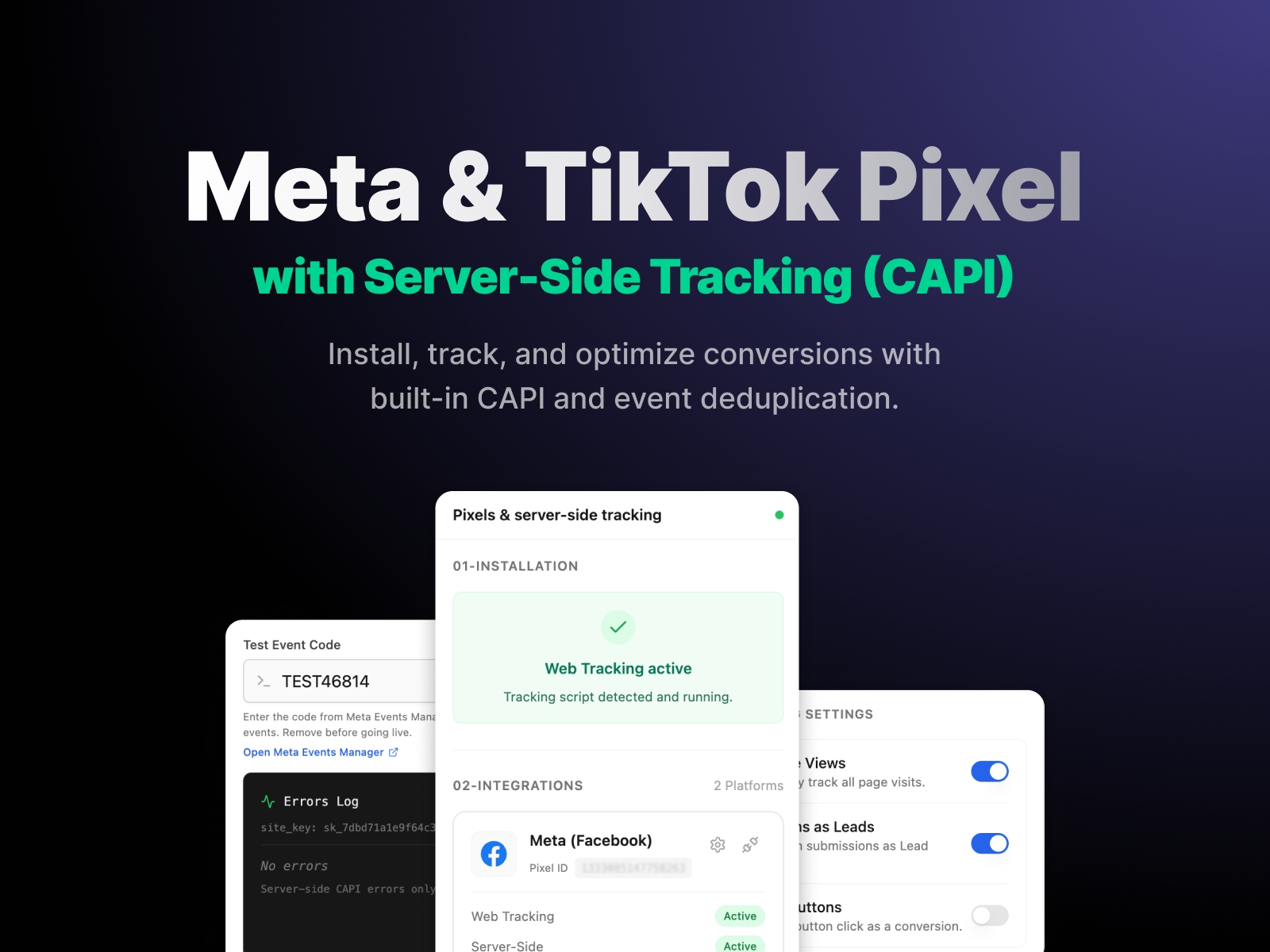 Screenshot 3 for Pixelary - Conversion Tracking for Meta & TikTok, a Framer Marketplace plugin by Prettifyweb.