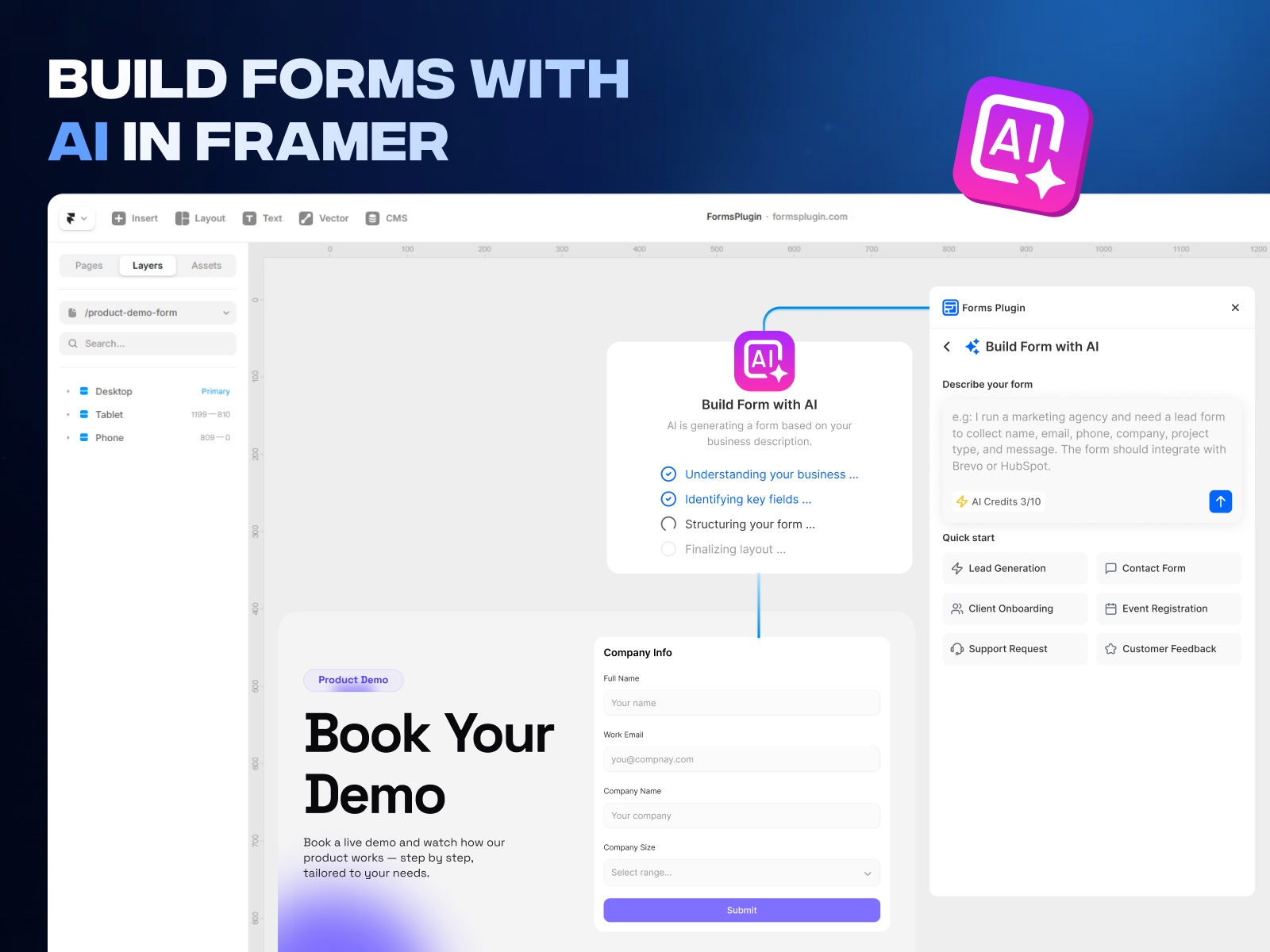 Thumbnail 2 for Forms Plugin, a Framer Marketplace template by Framer Geeks.