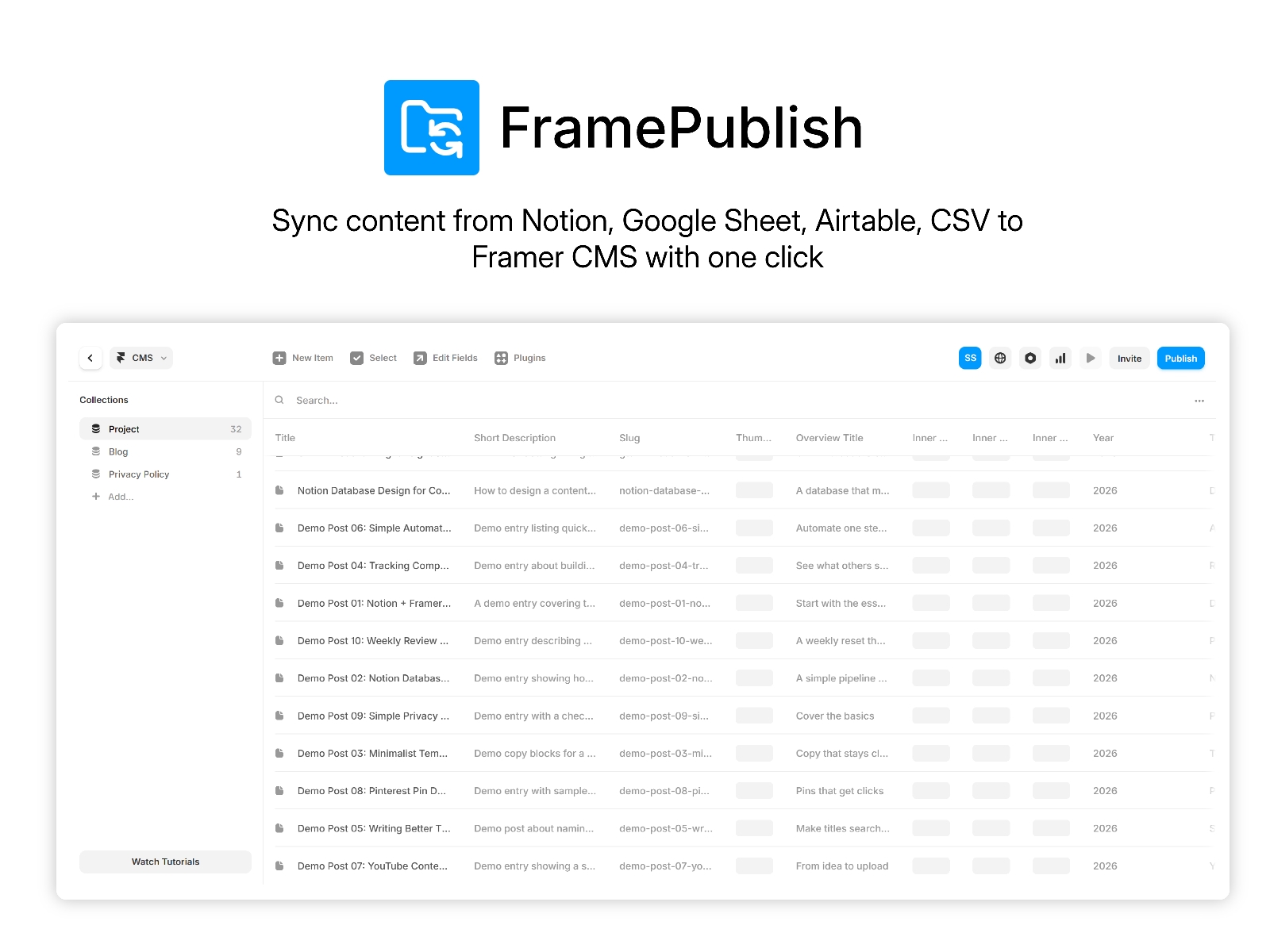 Thumbnail 2 for FramePublish, a Framer Marketplace template by Soubhagya Sahu.