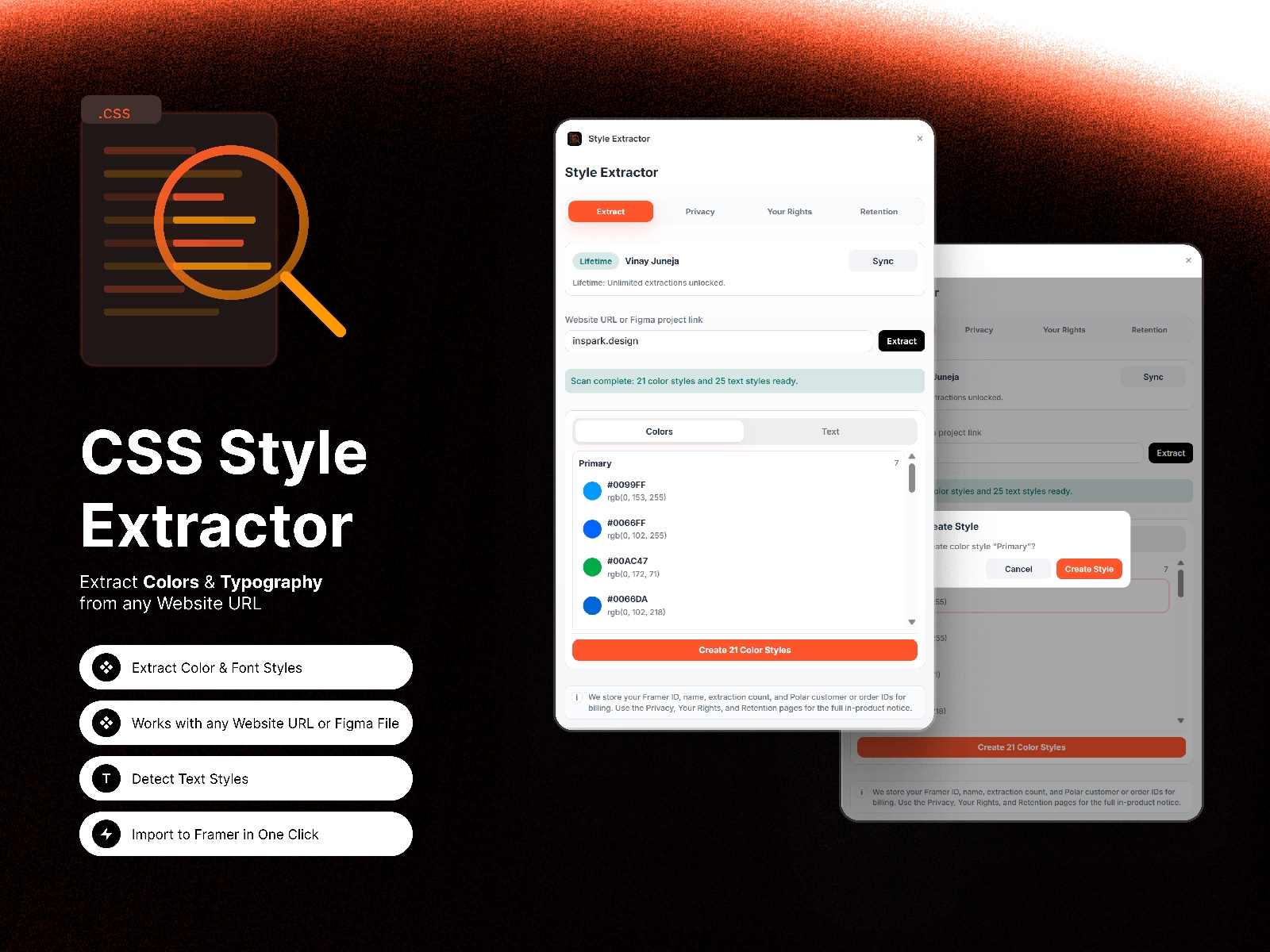 Thumbnail 1 for Style Extractor, a Framer Marketplace plugin by Vinay Juneja.