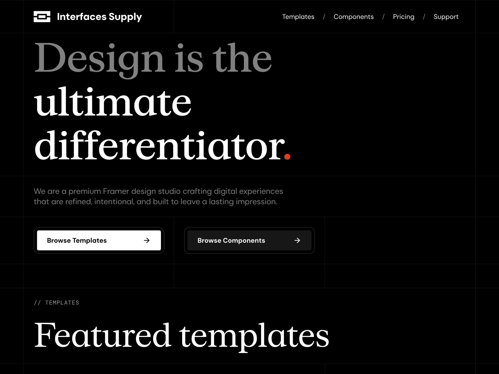 Thumbnail for Interfaces Supply, a Framer Experts site by V2SPACE.