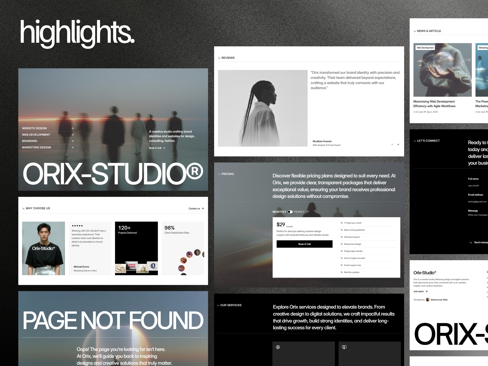 Thumbnail 2 for OrixStudio, a Framer Marketplace template by Muhammad Talha.
