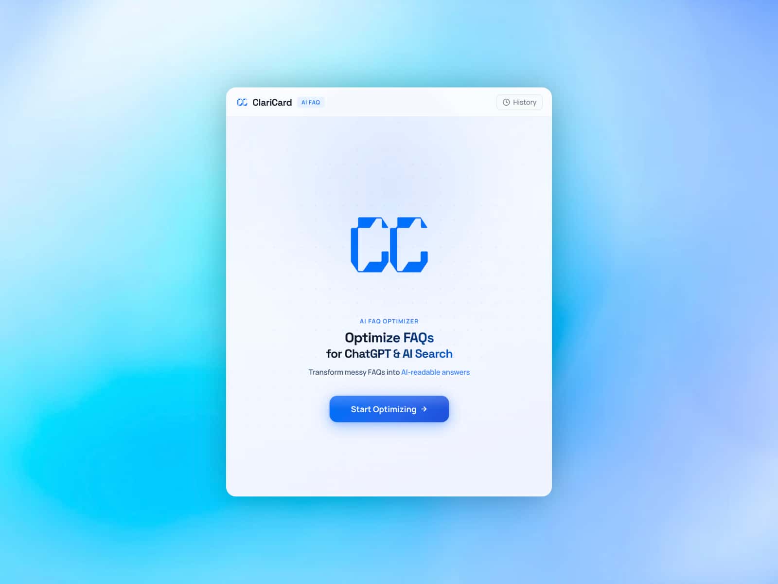 Claricard — AI FAQ Optimizer