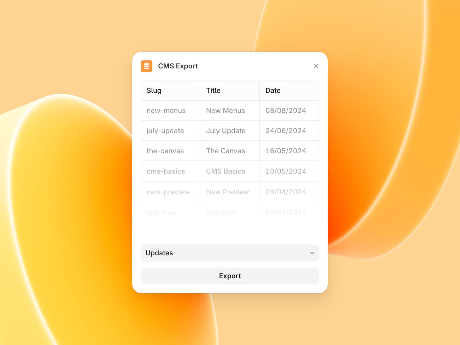 CMS Export