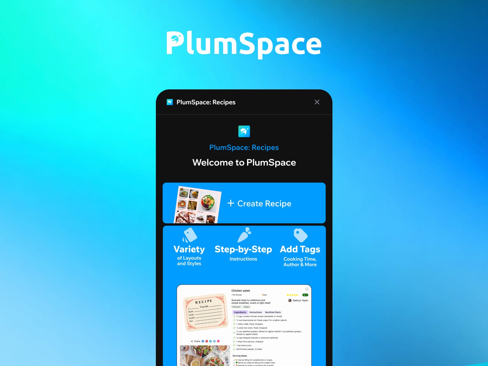 PlumSpace: Recipes Kit