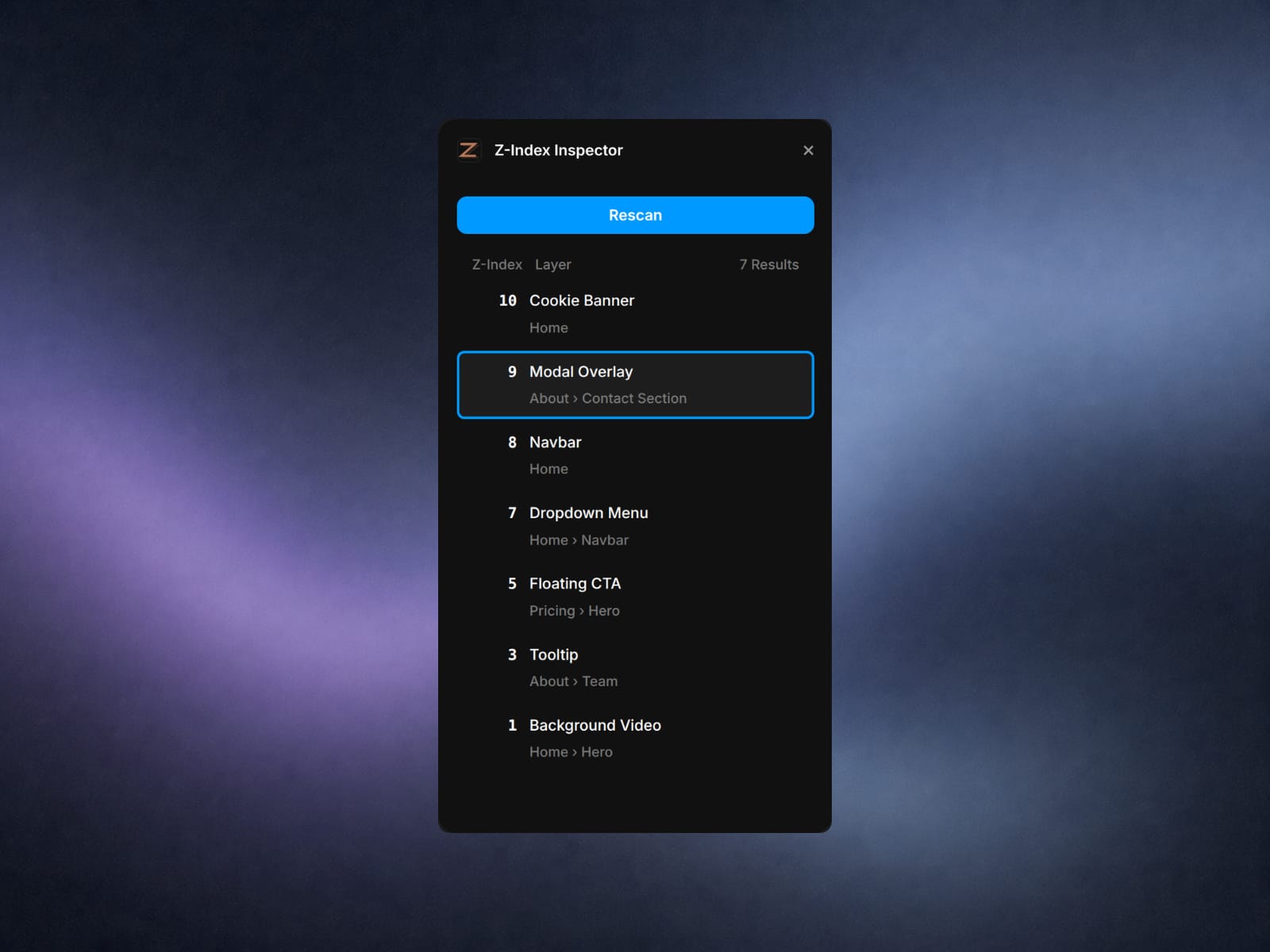 Z-Index Inspector