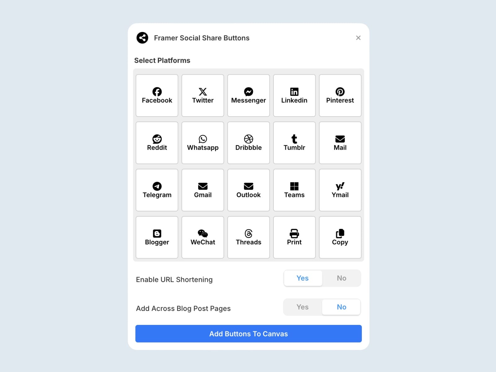 Framer Social Share Buttons