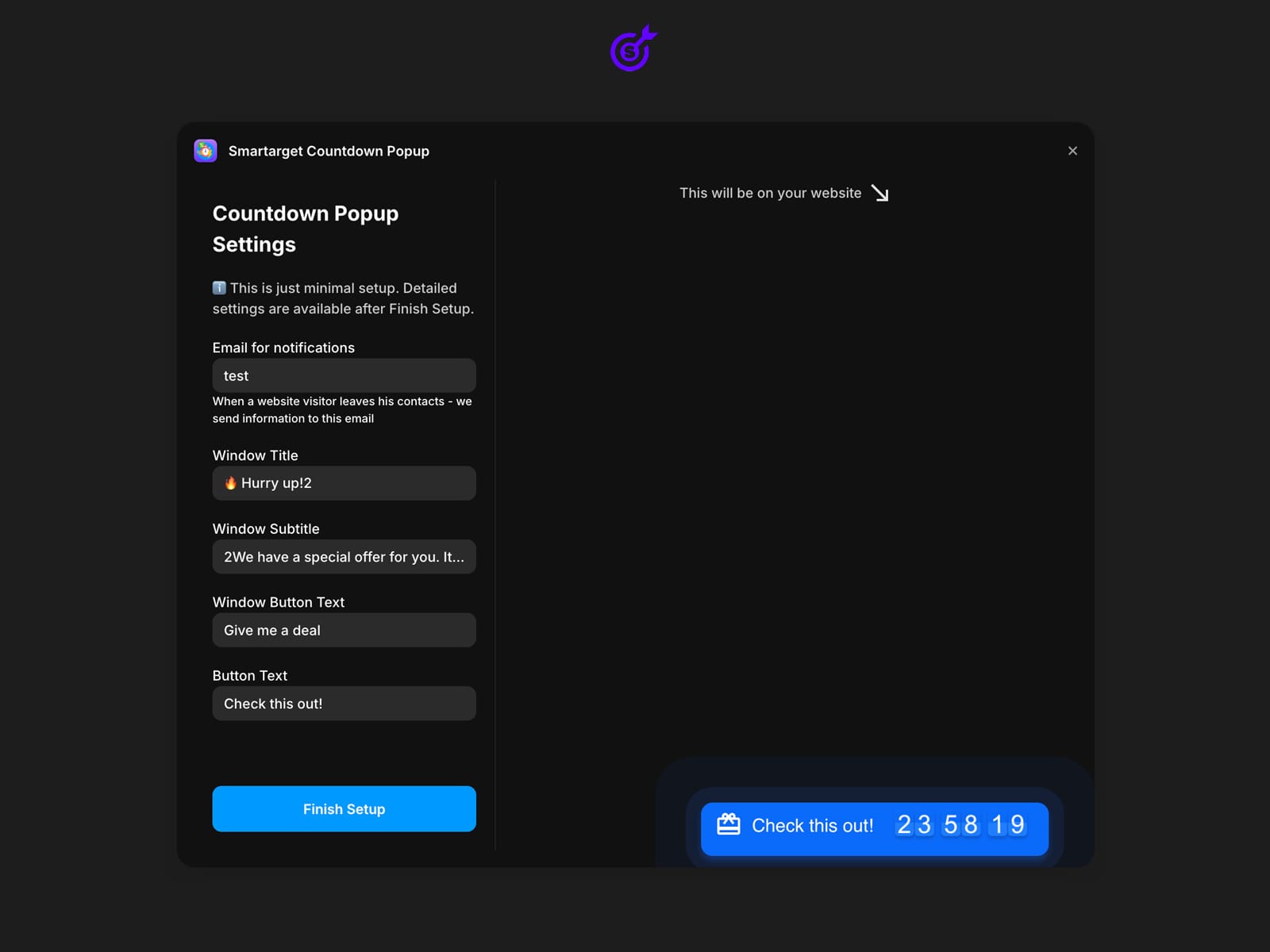 Smartarget Countdown Popup