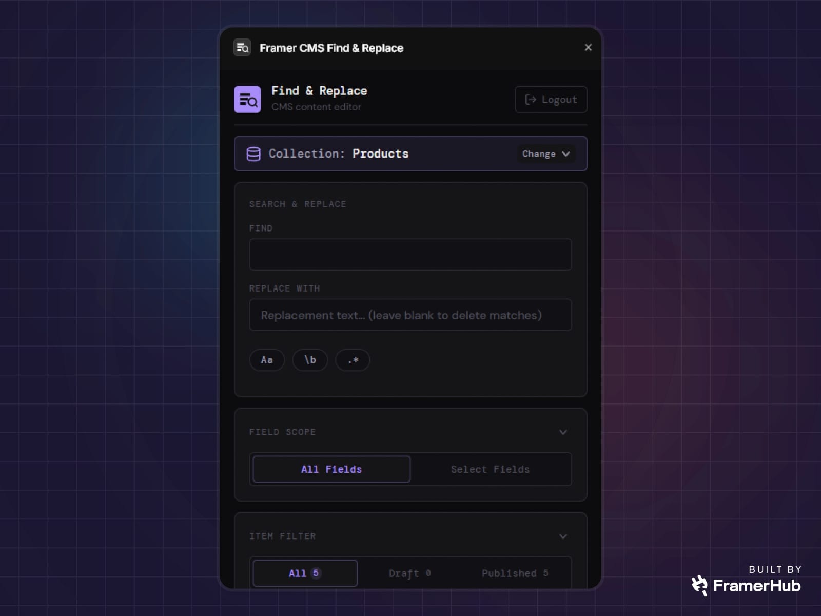 Framer CMS Find & Replace