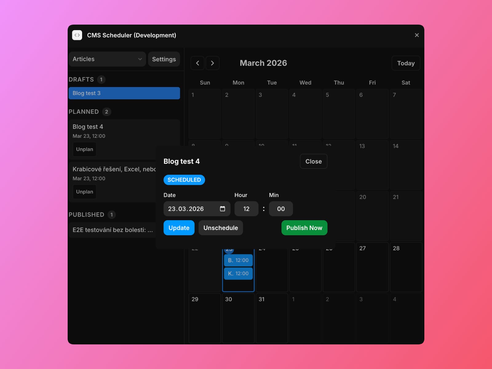 CMS Scheduler