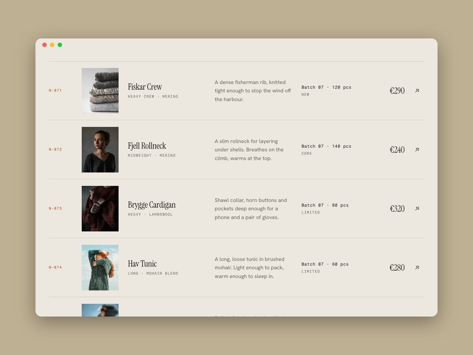 Knitwear Store Site