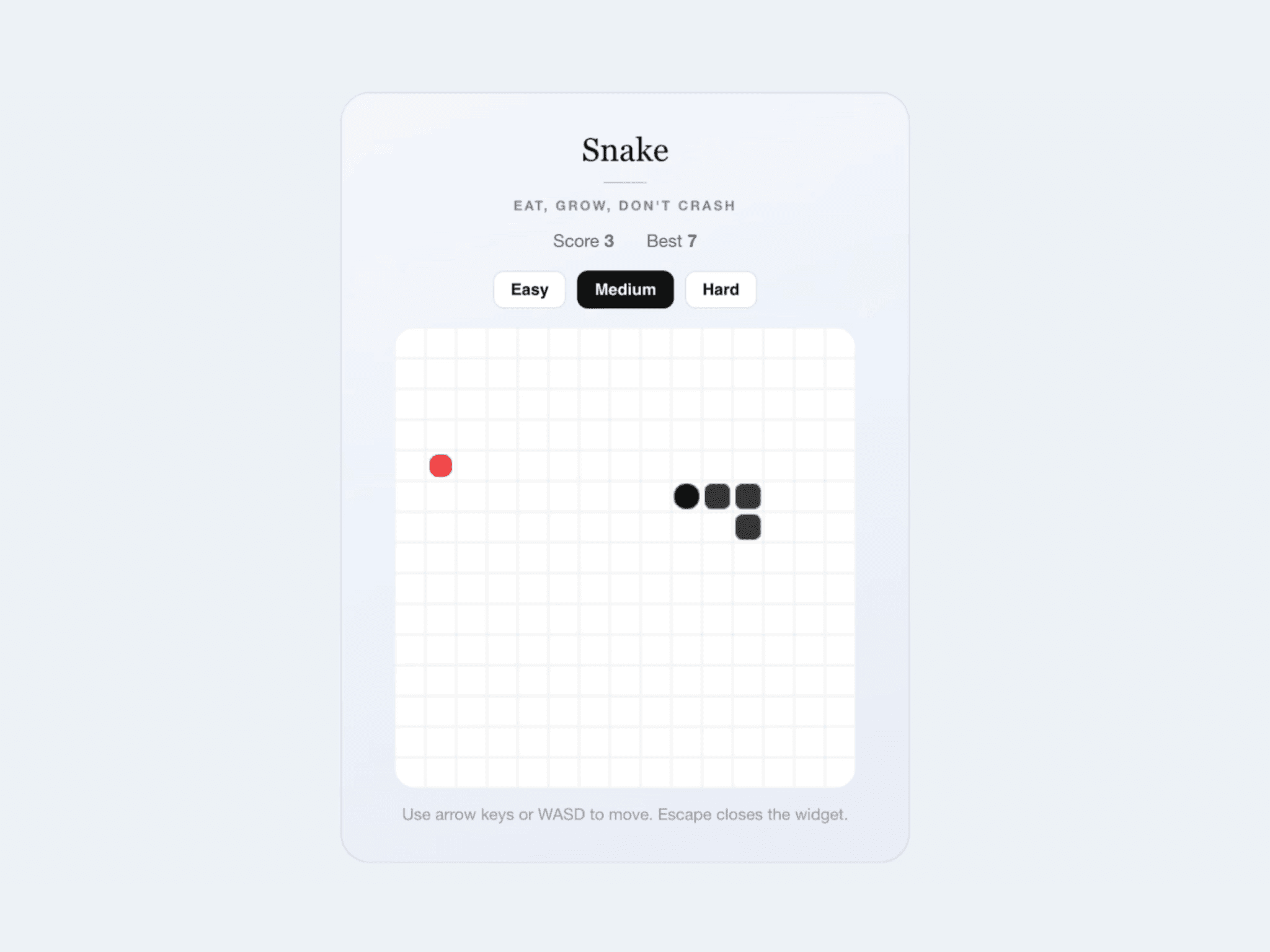 Snake Game Widget