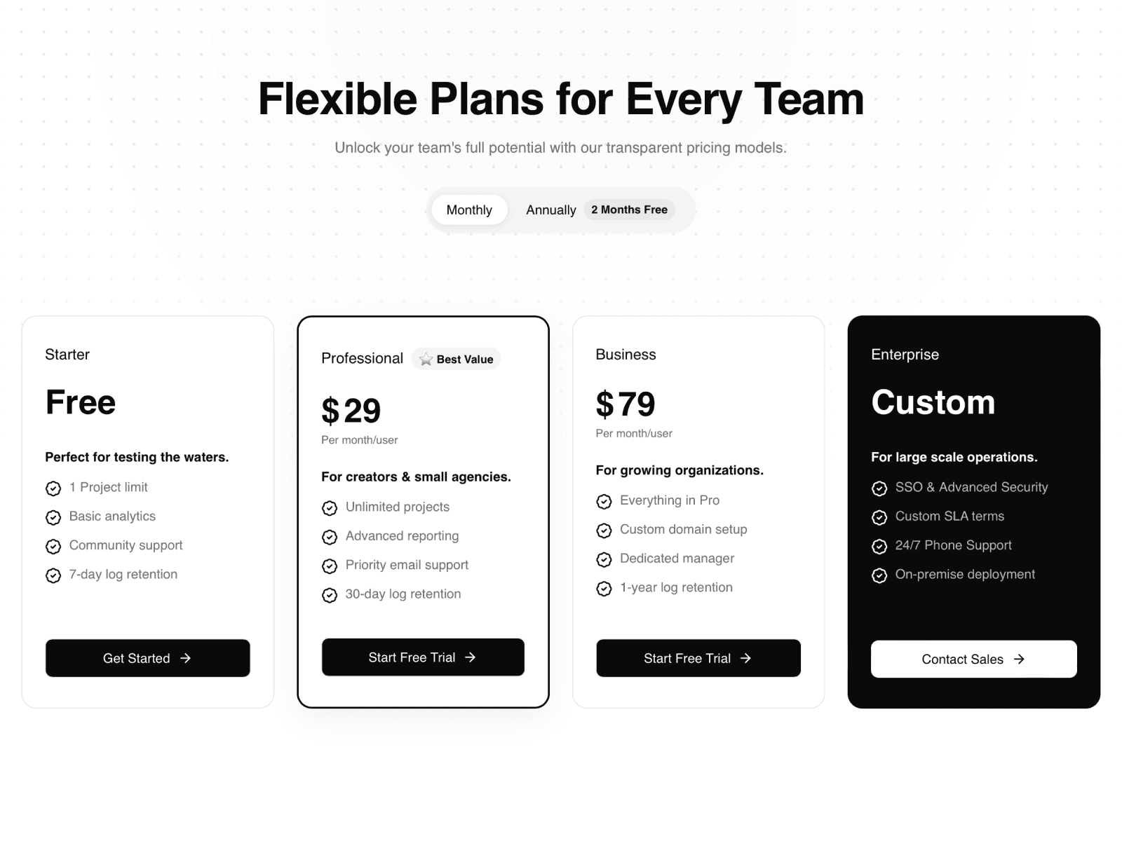 Pricing Section Pro