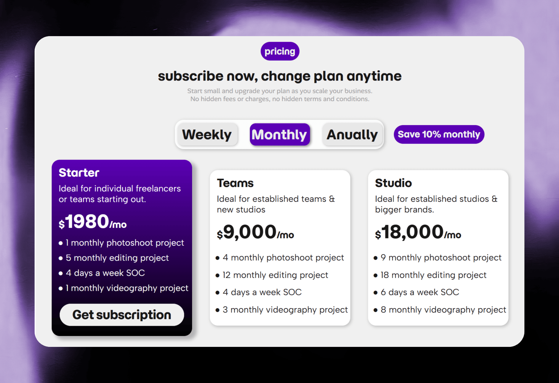 PRICING TIMELINE