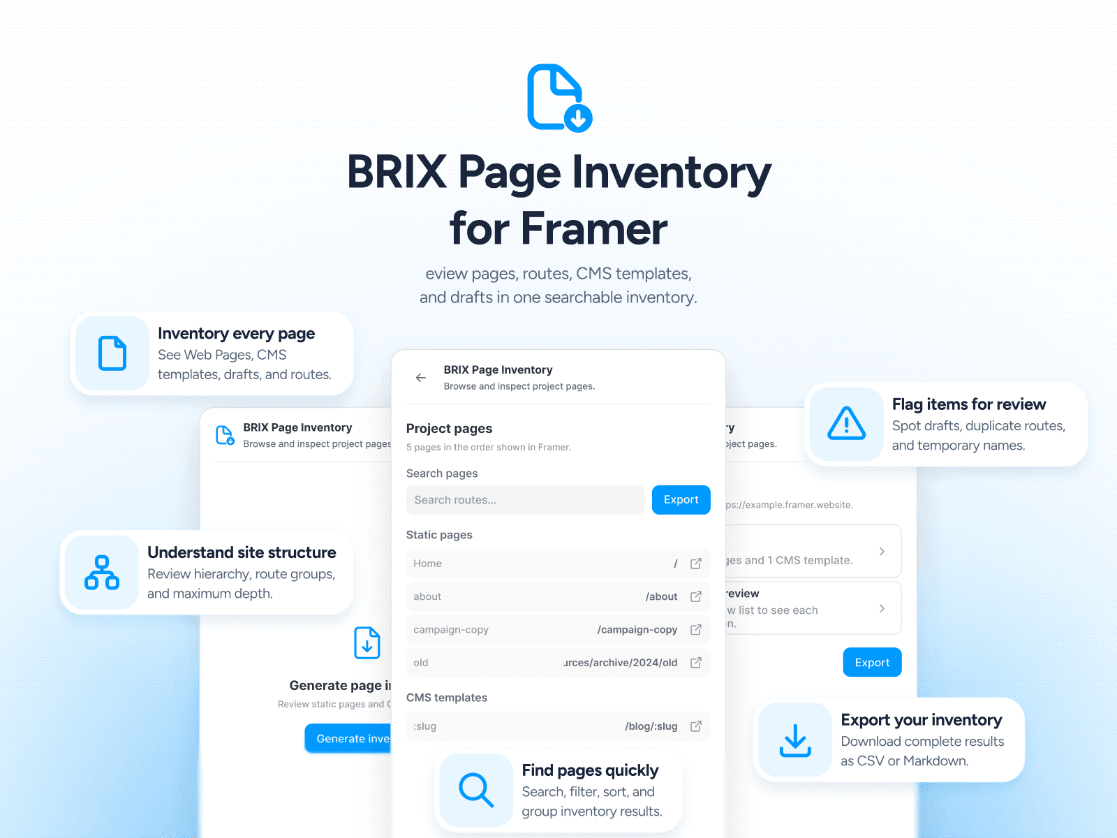 BRIX Page Inventory