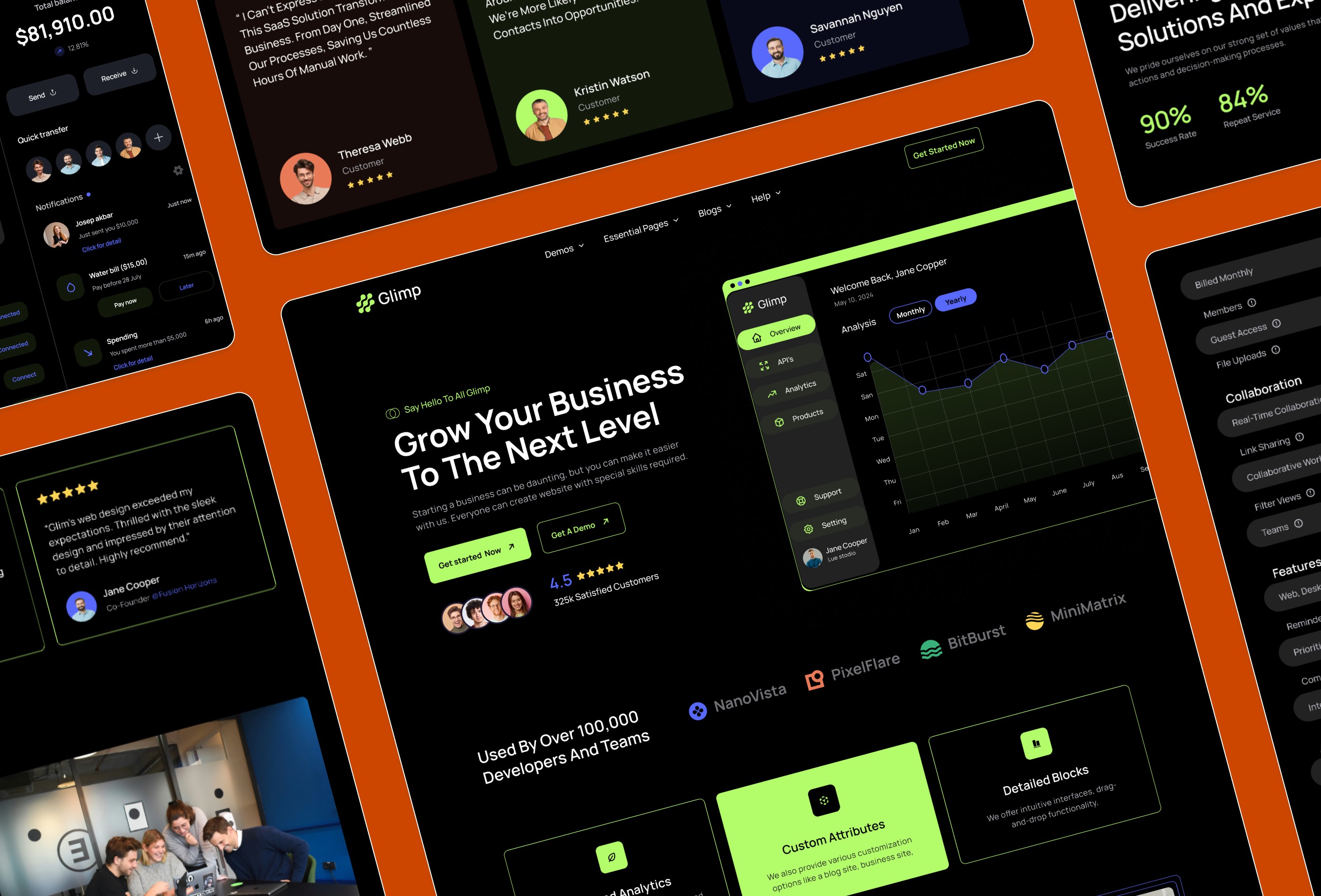 Screenshot 4 for Glimp, a Framer Marketplace template by Mezario.