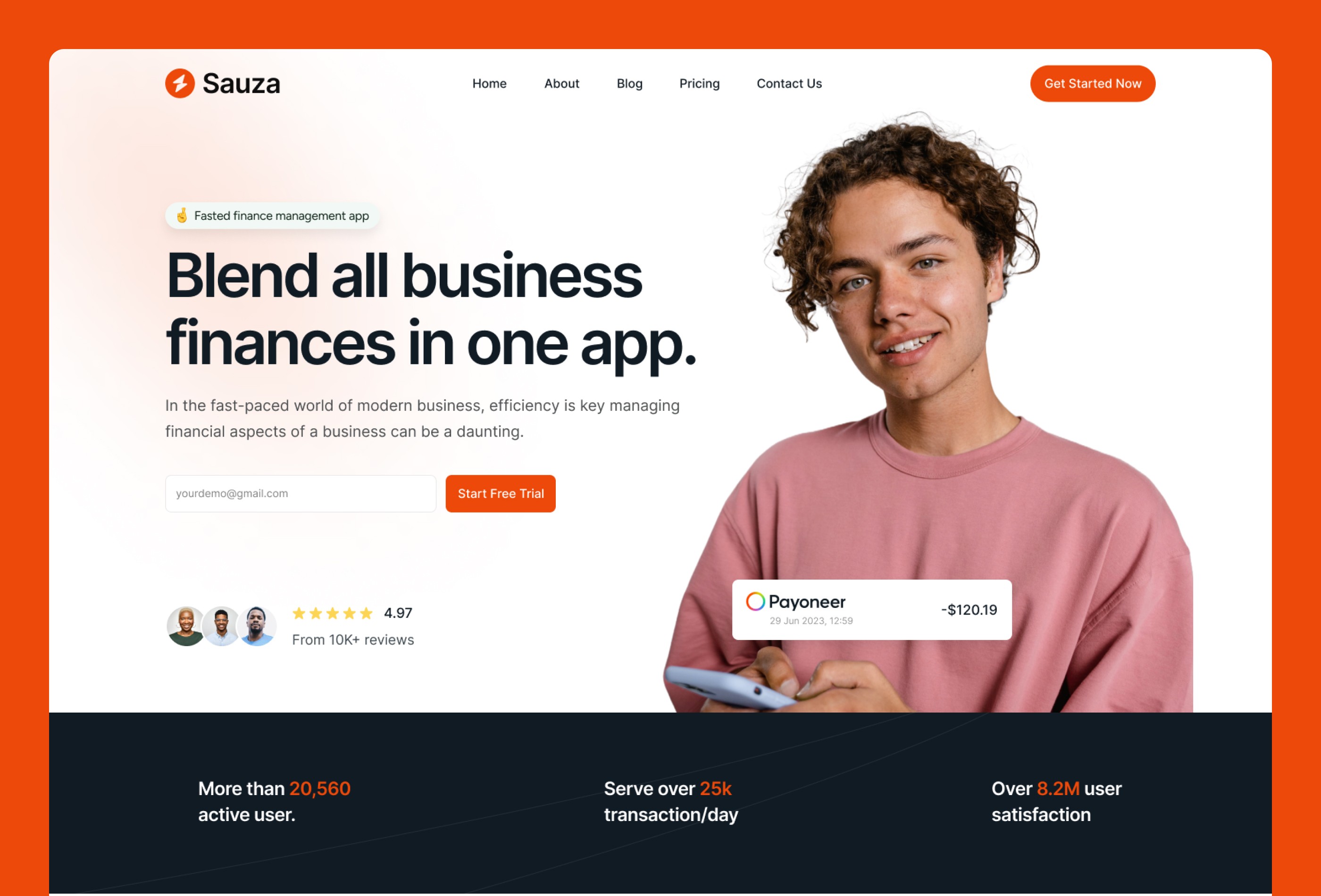 Screenshot 3 for Sauza, a Framer Marketplace template by Mezario.