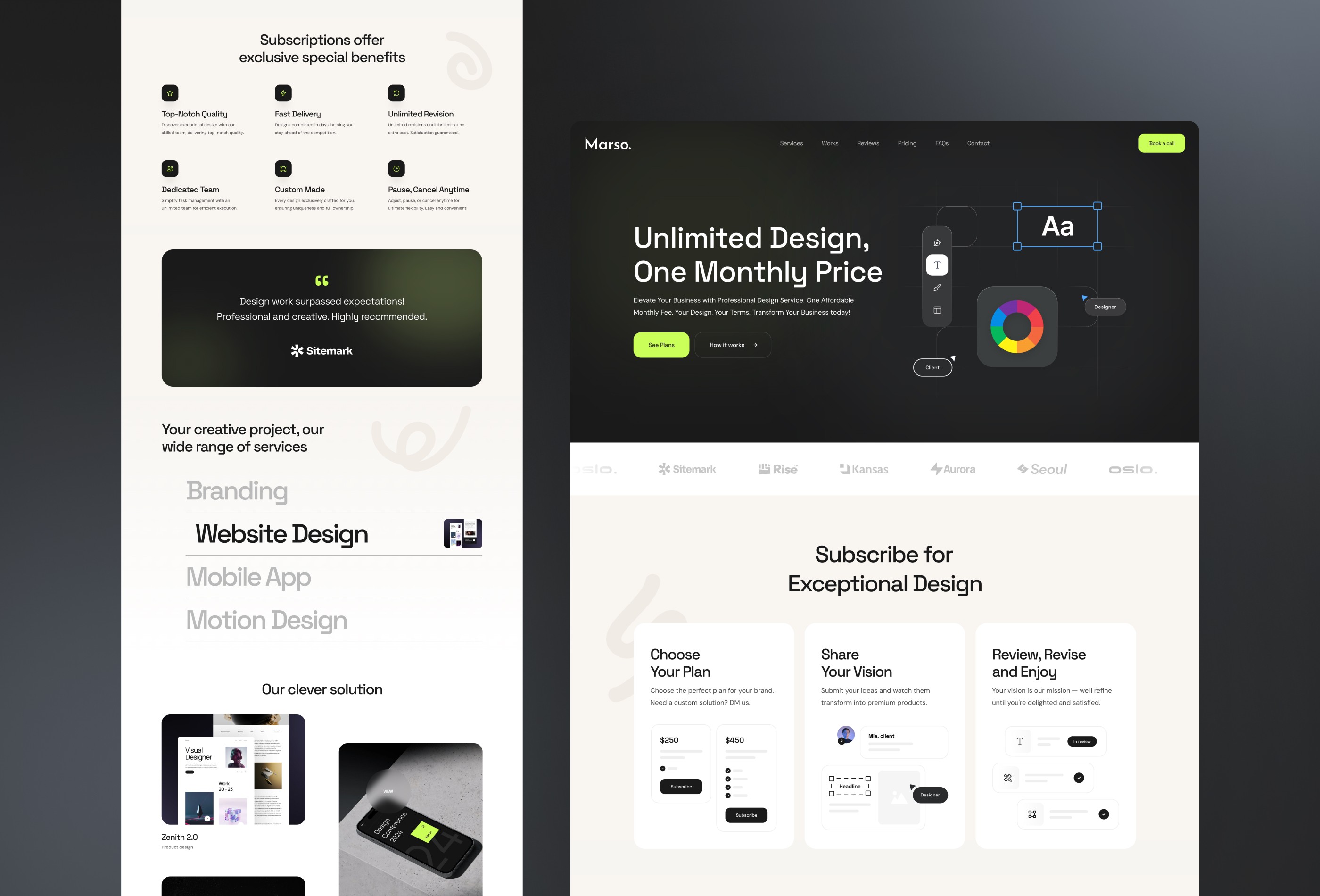 Screenshot 2 for Marso, a Framer Marketplace template by Peter Hodak.