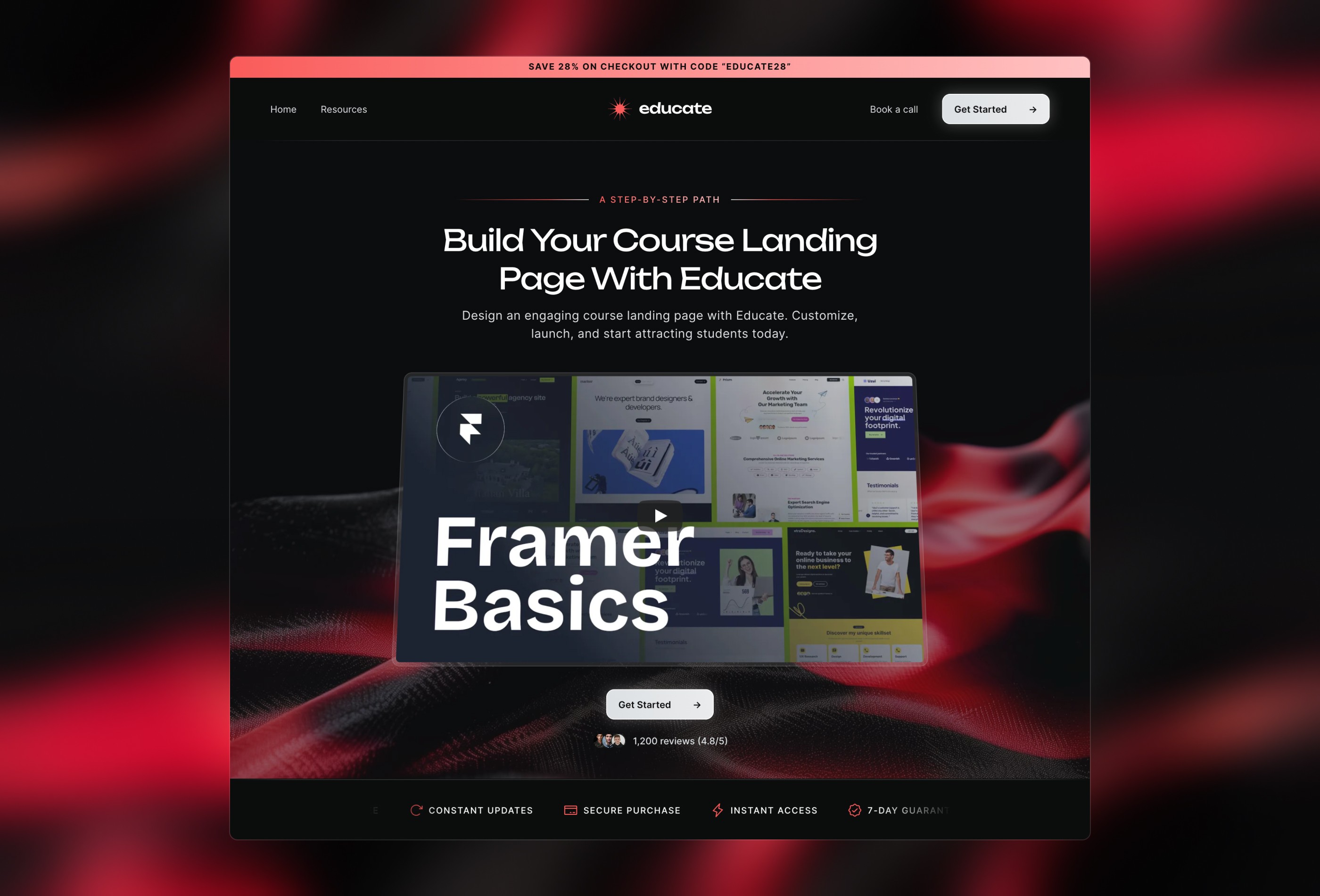 Screenshot 2 for Educate, a Framer Marketplace template by Wize.
