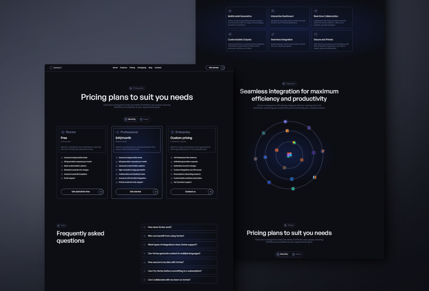 Screenshot 3 for Vortex, a Framer Marketplace template by Thaer Swailem.