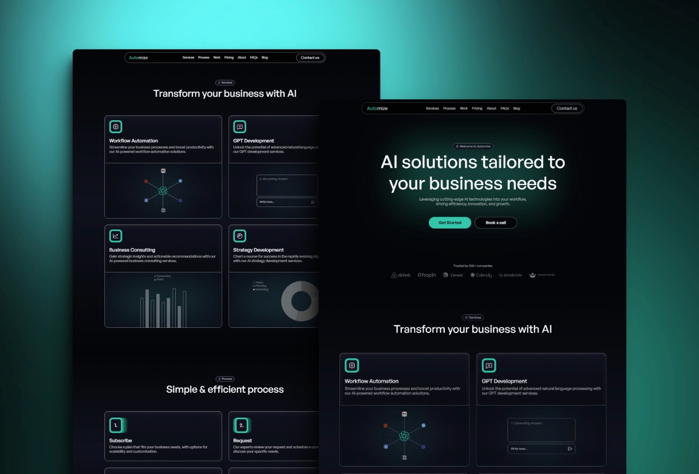 Screenshot 2 for Automize, a Framer Marketplace template by Thaer Swailem.