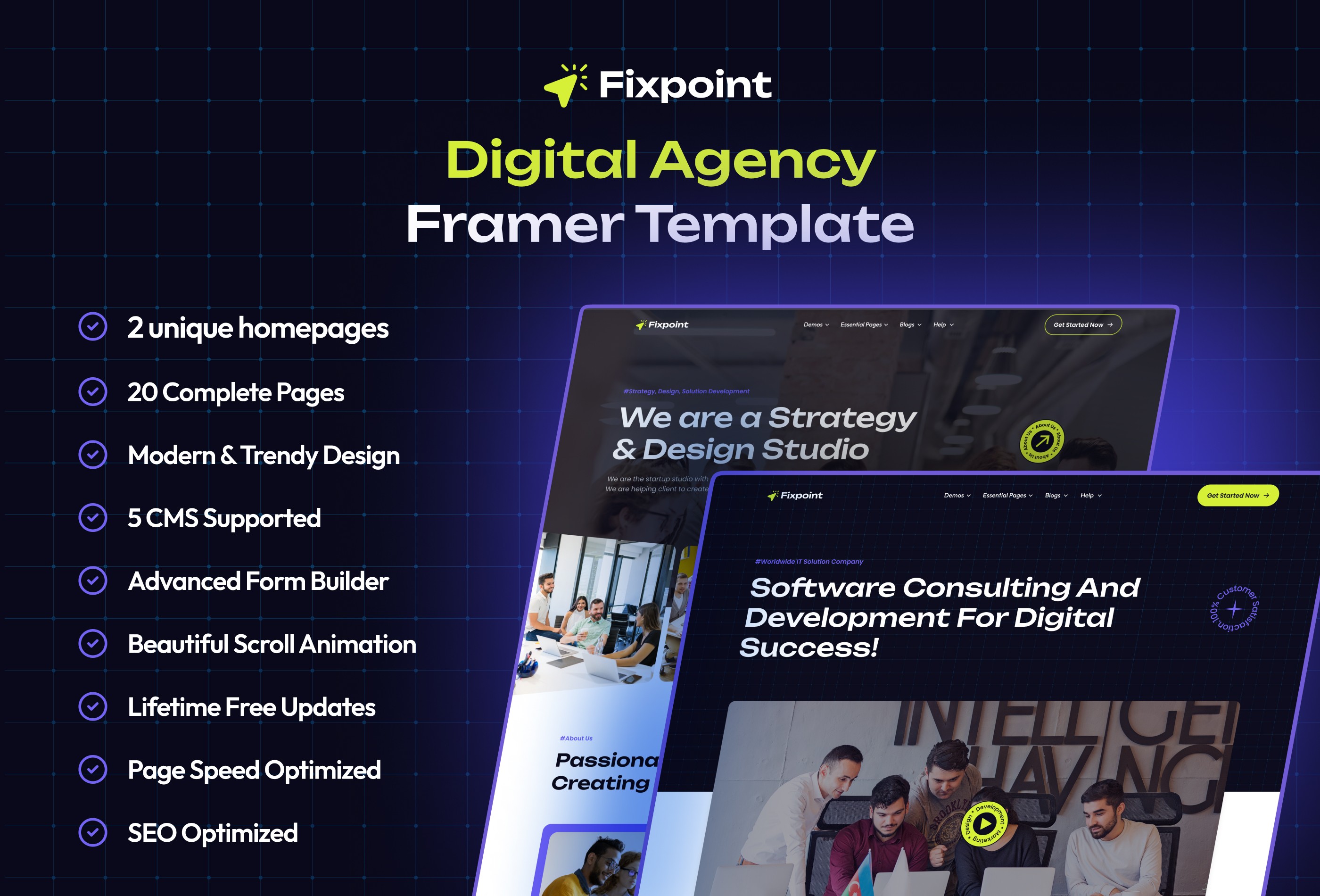 Screenshot 2 for Fixpoint, a Framer Marketplace template by Mezario.