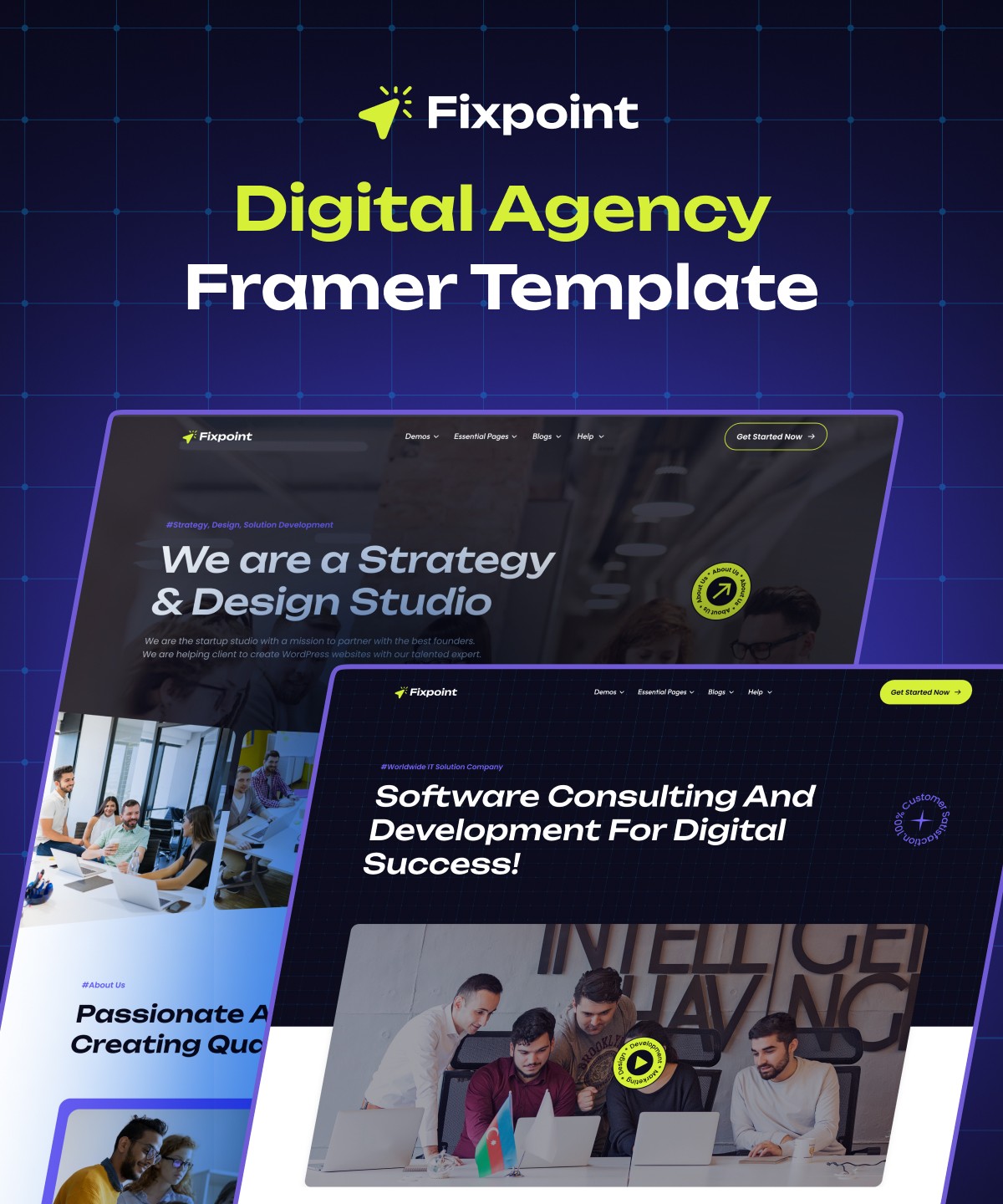Screenshot 1 for Fixpoint, a Framer Marketplace template by Mezario.